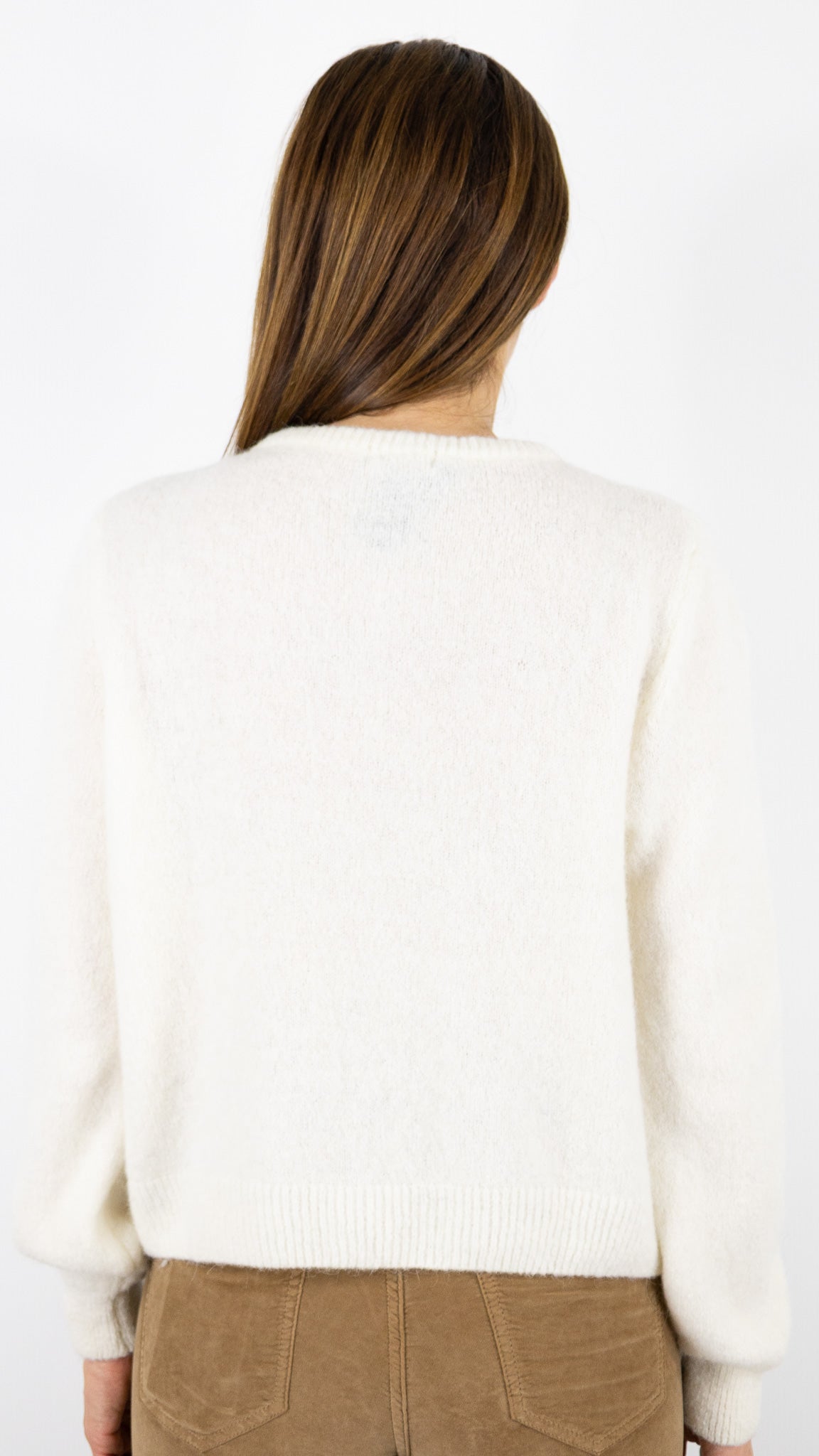 CARDIGAN EN MOHAIR POUR FEMME NAIS 7517#COLOR_ECRU