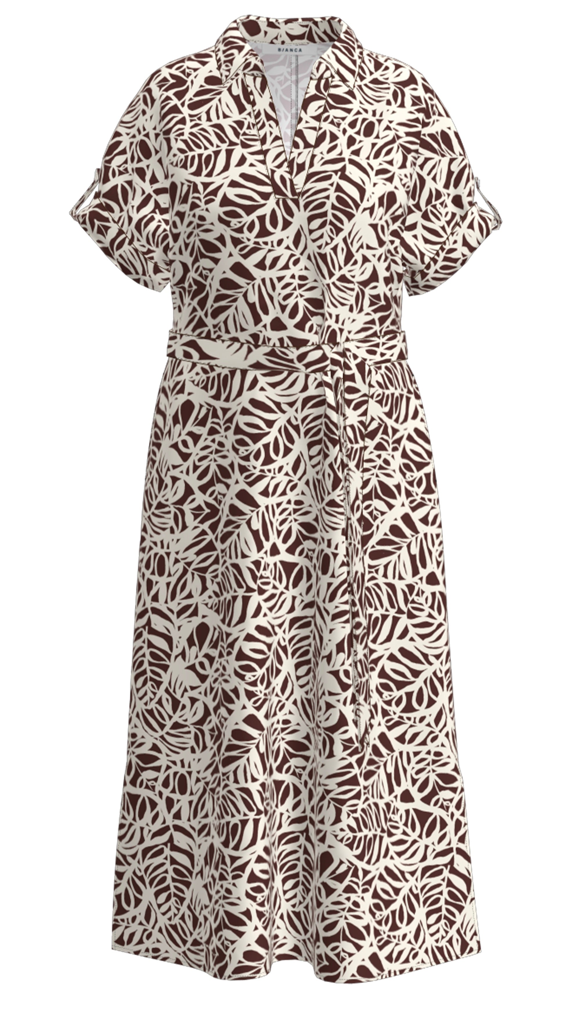 ROBE CHEMISE LONGUE IMPRIME FLEURI MARRON BIANCA 77014