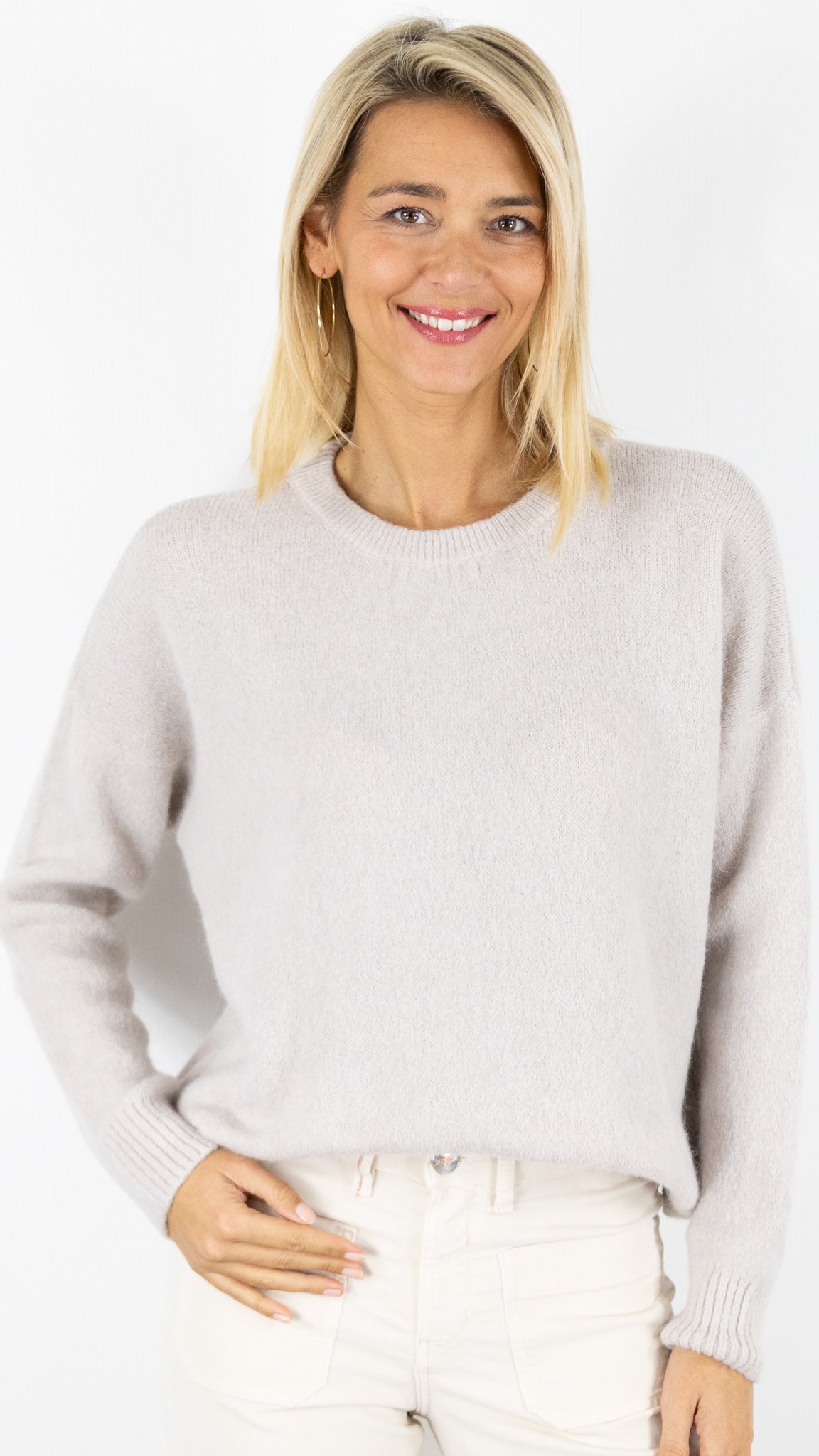 PULL RAS DU COU FEMME 7711 NAIS#color_BEIGE
