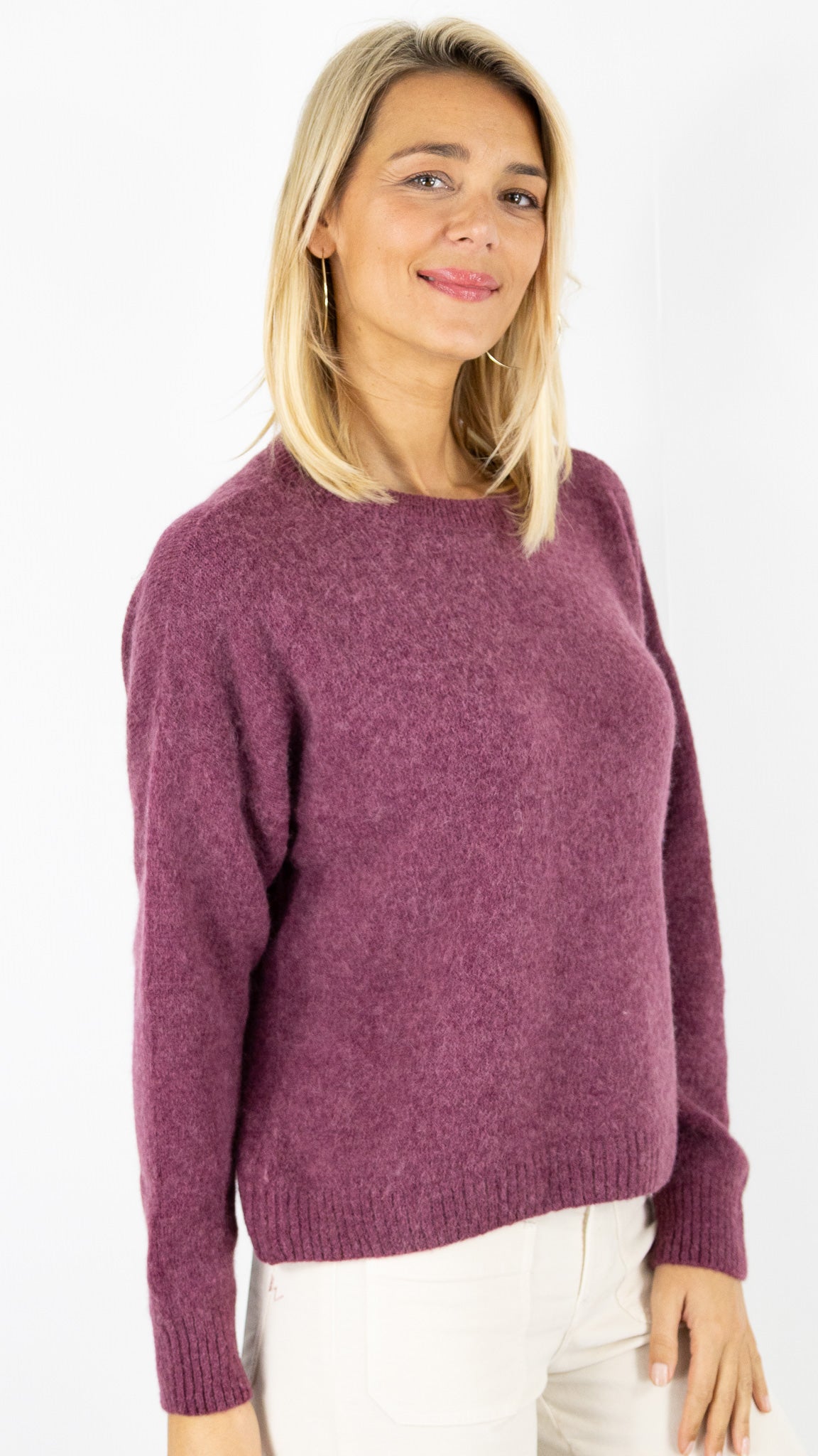 PULL RAS DU COU FEMME 7711 NAIS#color_PRUNE