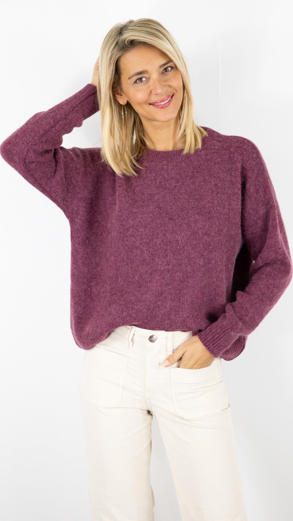 PULL RAS DU COU FEMME 7711 NAIS#color_PRUNE