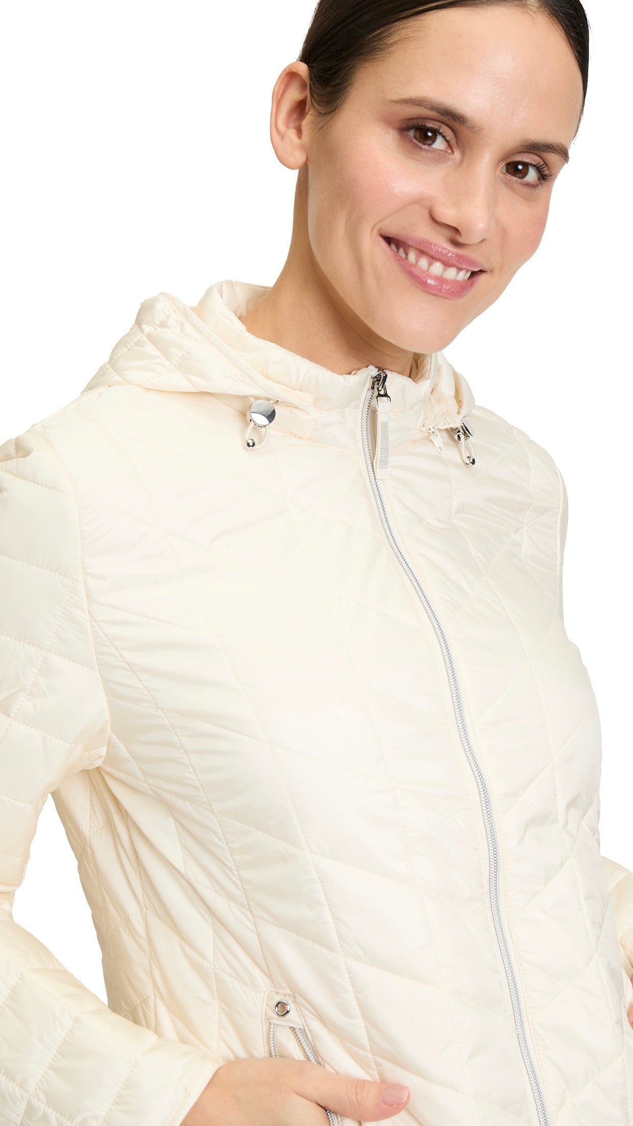 DOUDOUNE FINE A CAPUCHE MATELASSÉE MARINE BETTY BARCLAY 7800/1535 #COLOR_1014/CREME