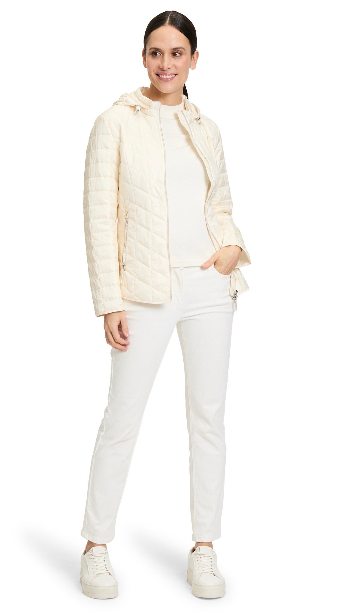 DOUDOUNE FINE A CAPUCHE MATELASSÉE MARINE BETTY BARCLAY 7800/1535 #COLOR_1014/CREME