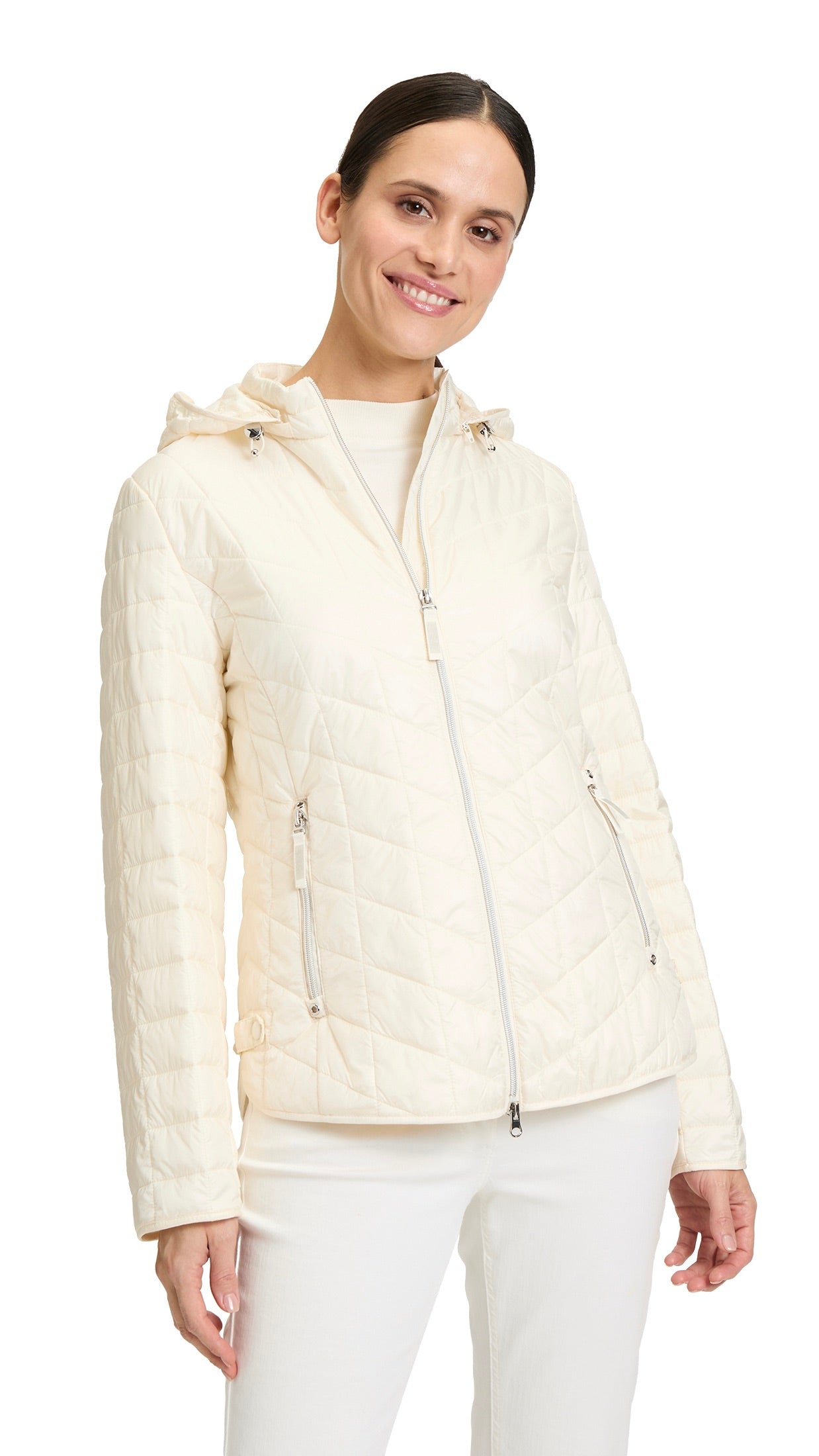 DOUDOUNE FINE A CAPUCHE MATELASSÉE MARINE BETTY BARCLAY 7800/1535 #COLOR_1014/CREME