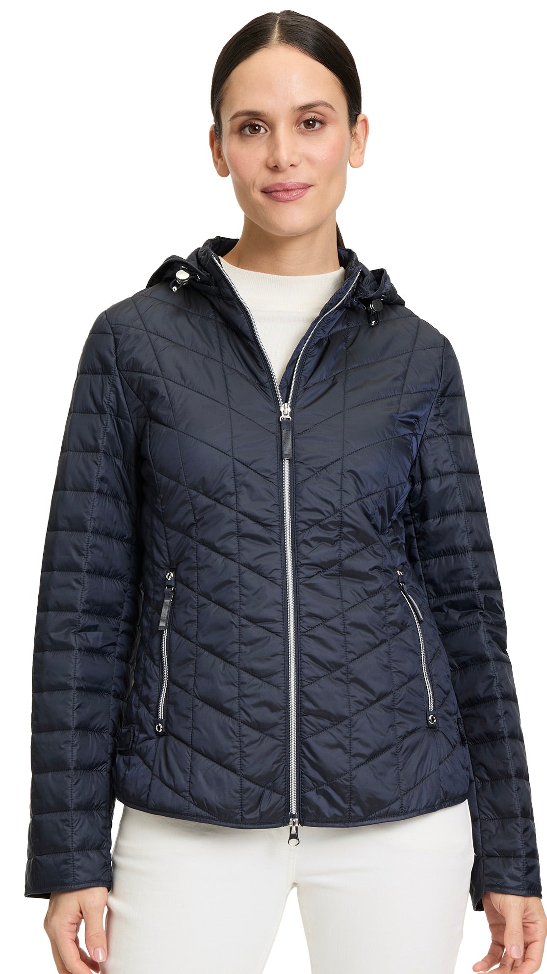 DOUDOUNE FINE A CAPUCHE MATELASSÉE MARINE BETTY BARCLAY 7800/1535 #COLOR_8538/MARINE