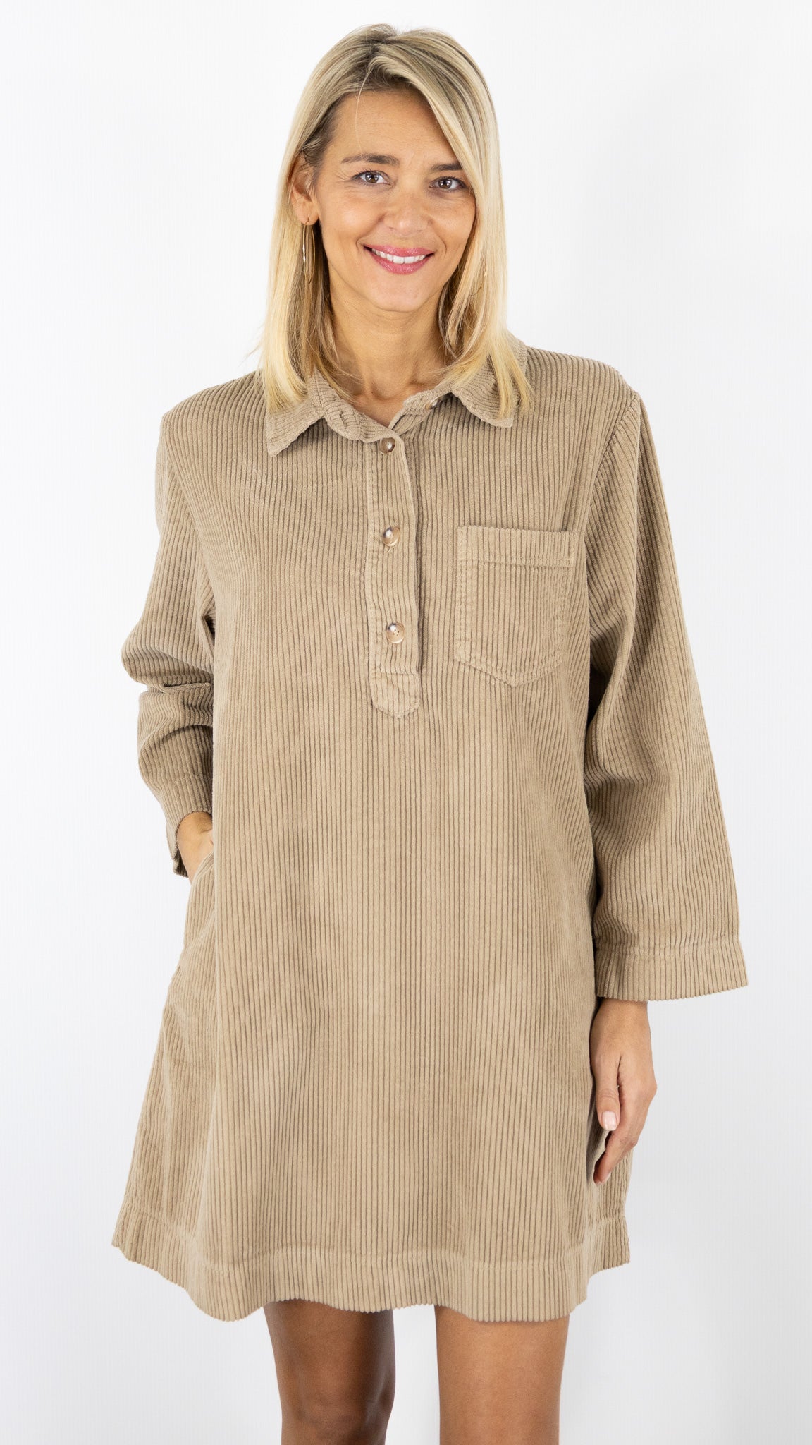 ROBE EN VELOURS FEMME 80692 LUKAP#color_CAMEL