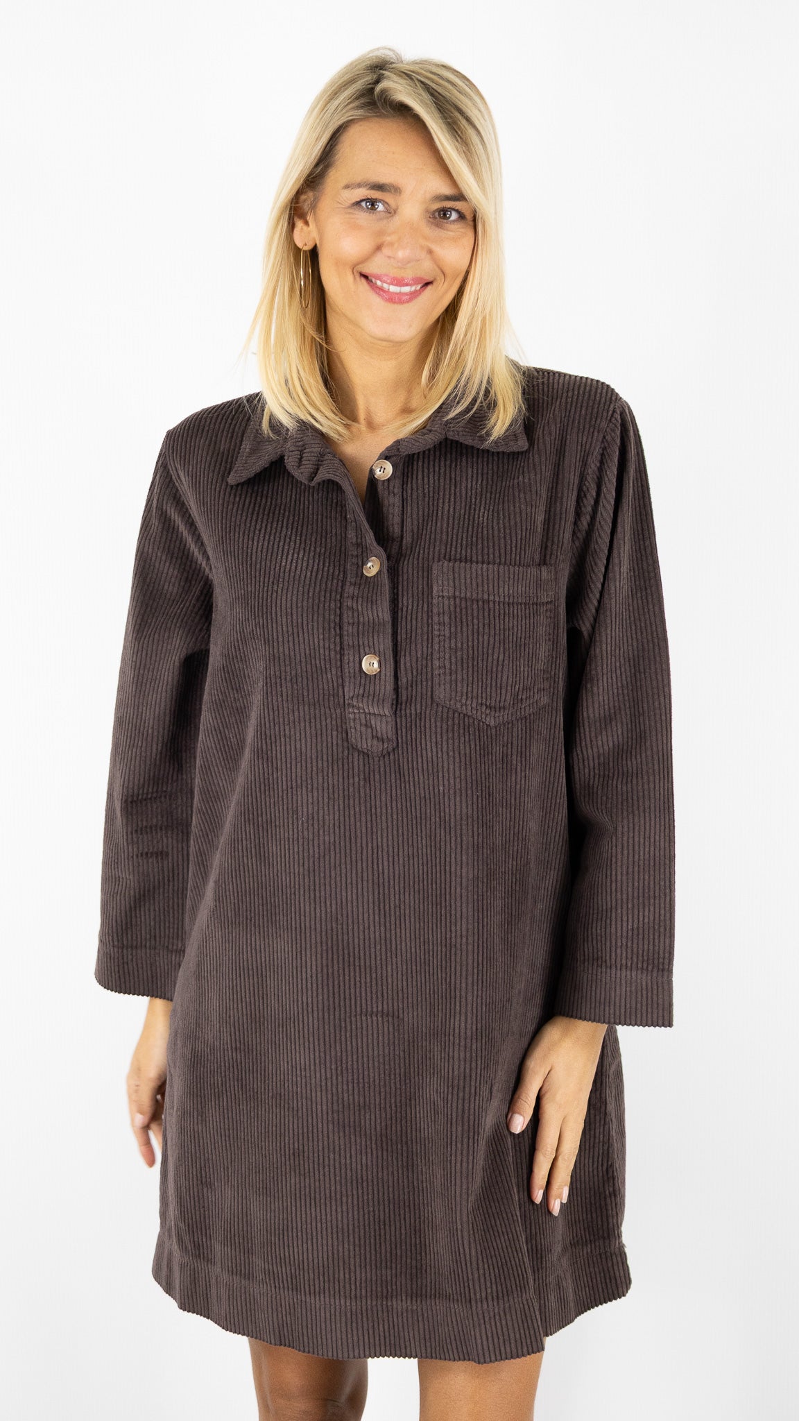 ROBE EN VELOURS FEMME 80692 LUKAP#color_CHOCO