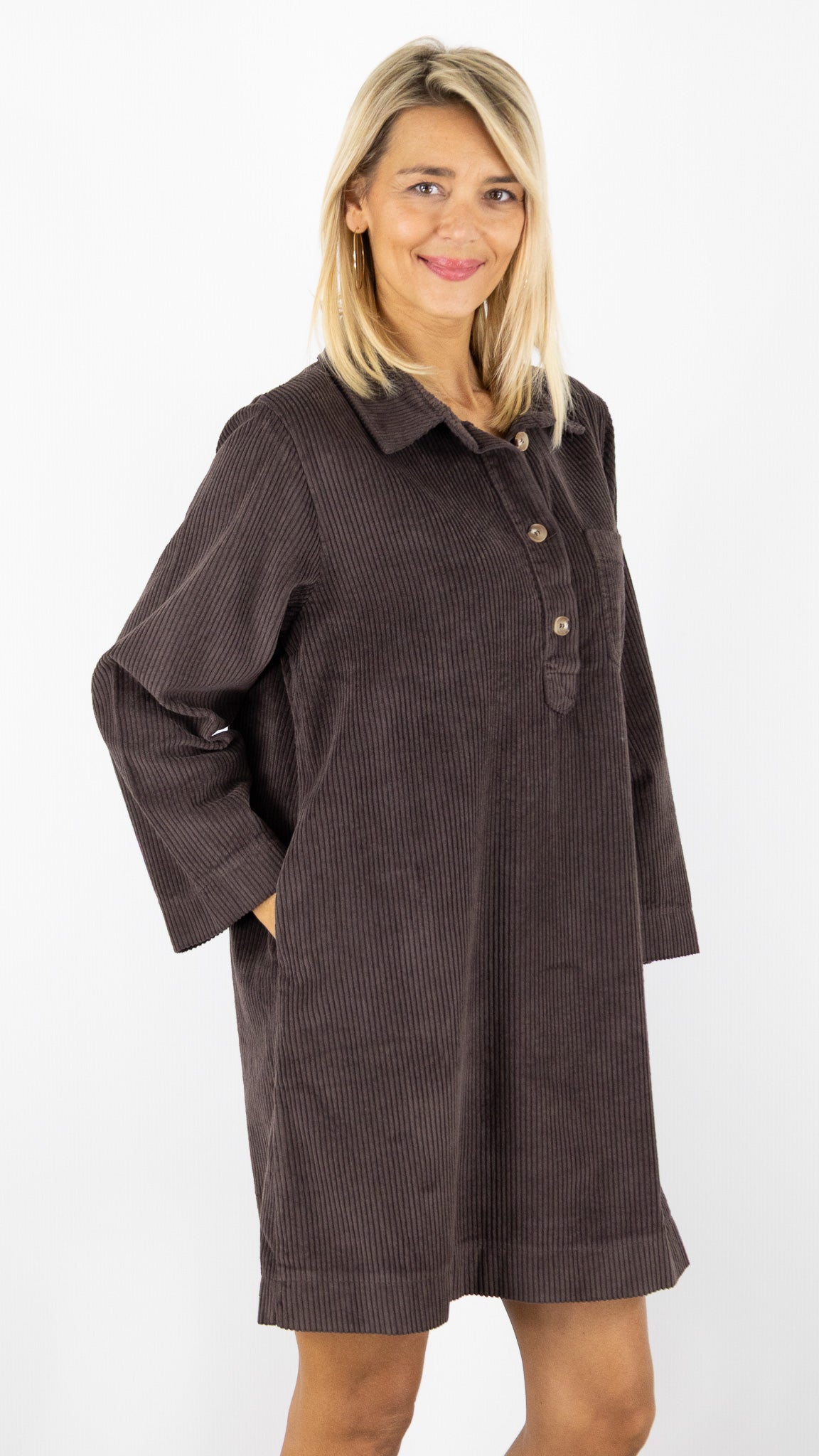 ROBE EN VELOURS FEMME 80692 LUKAP#color_CHOCO