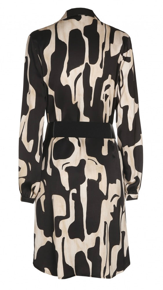 ROBE FLUIDE IMPRIMEE 4152 CAROLINE BISS ECRU NOIR