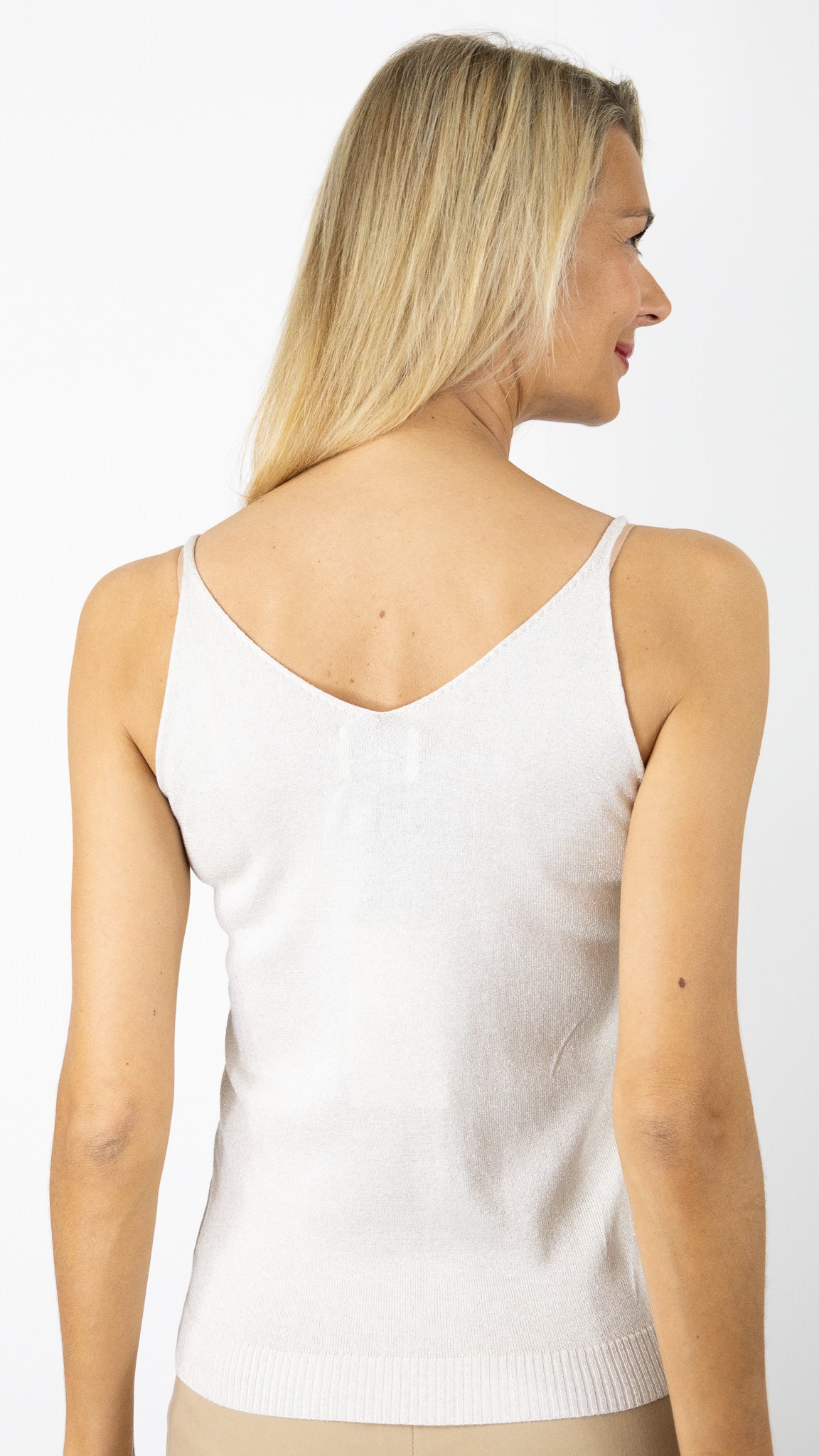 TOP SPAGHETTI EN LUREX DORE CHOKLATE 8752