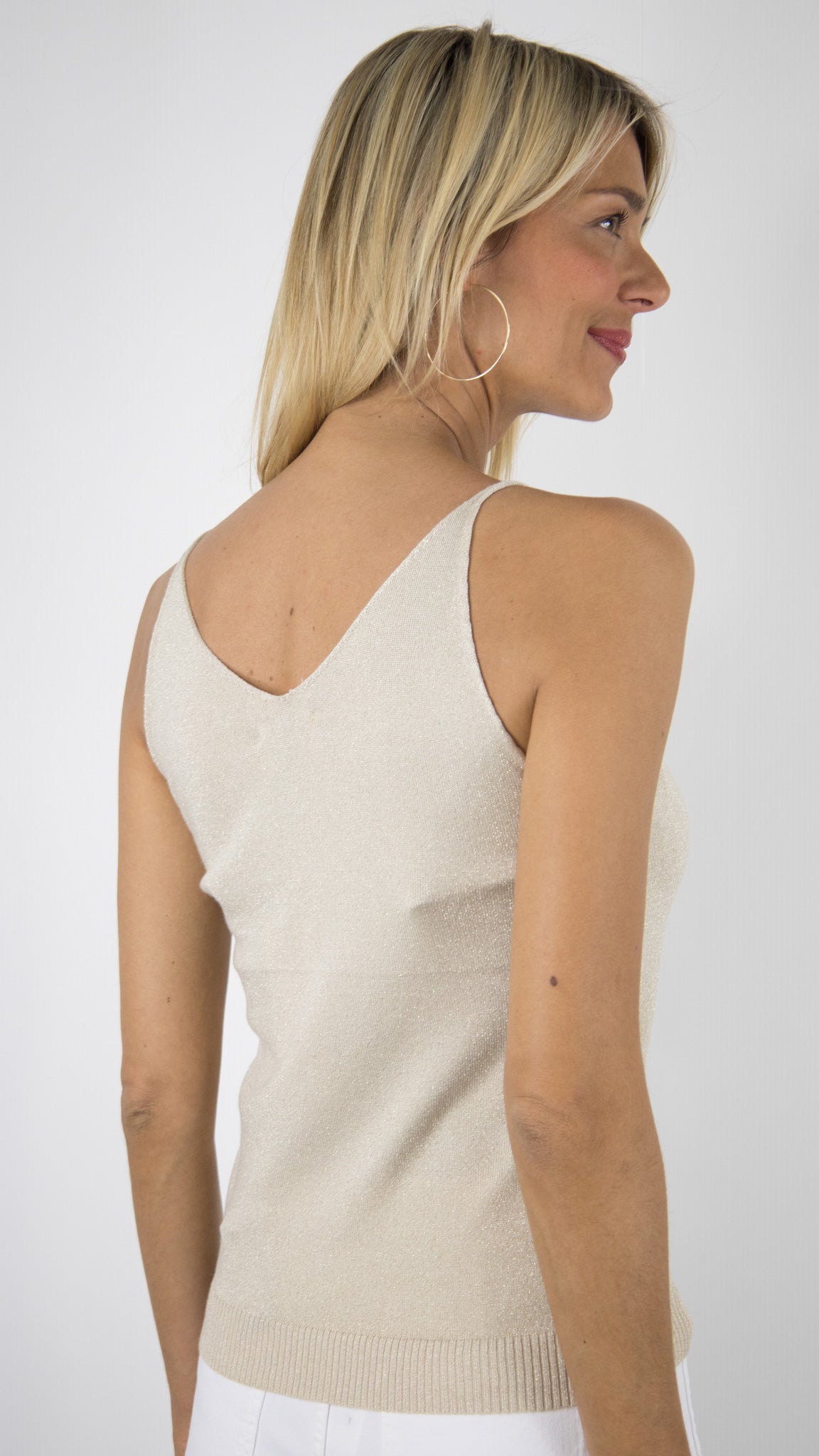 TOP V DEBARDEUR LUREX FEMME CHOKLATE 8752#COLOR_BEIGE