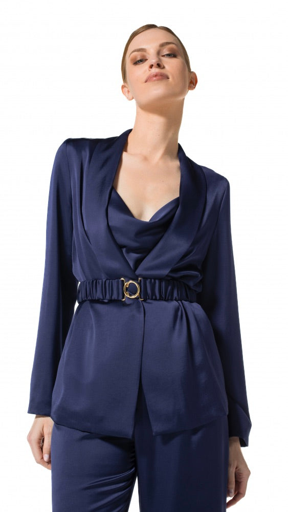 BLAZER SATINE CEINTURE 4884 CAROLINE BISS MARINE