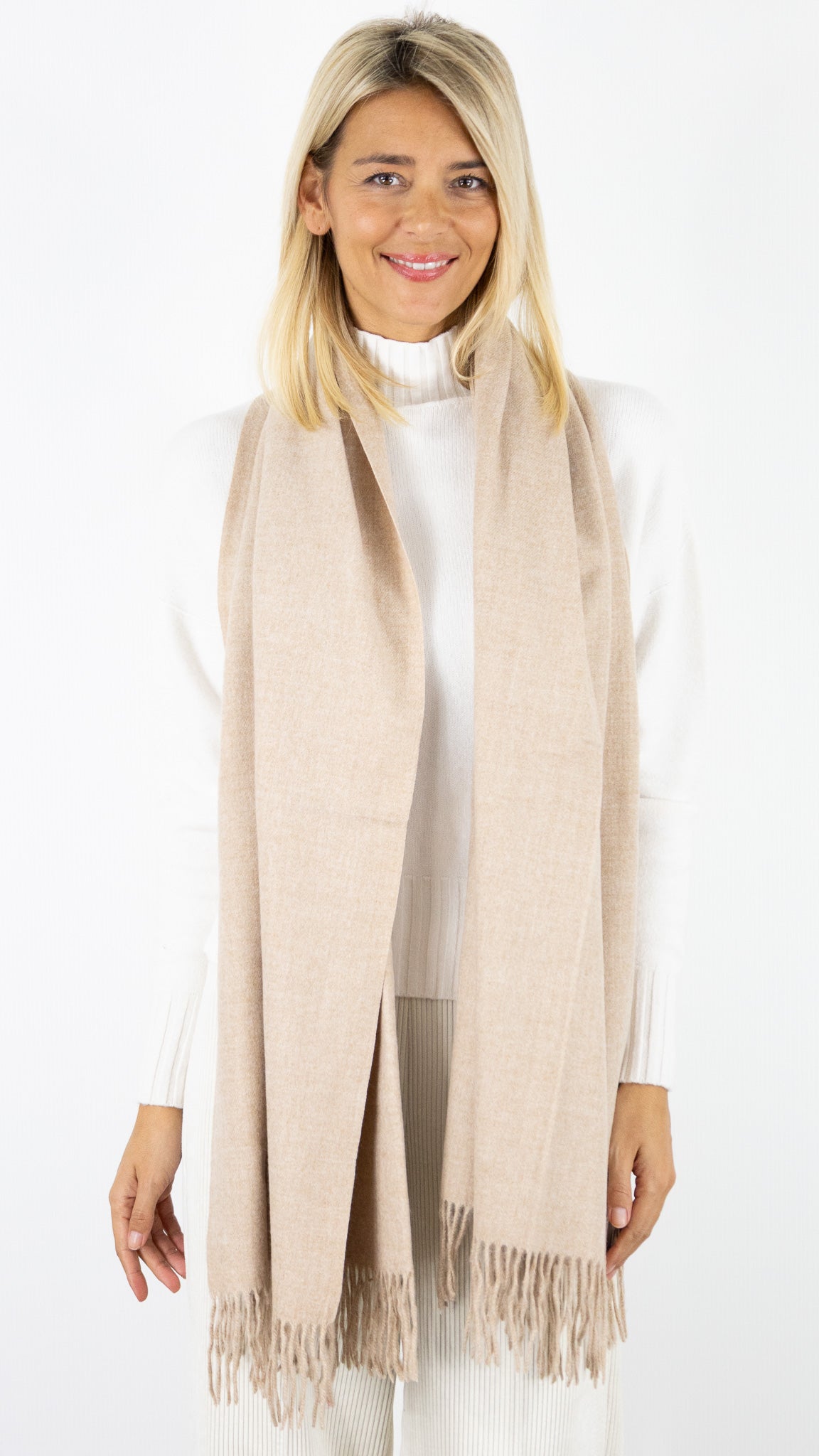 ECHARPE CACHEMIRE À FRANGES 900180 VOUS#color_BEIGE