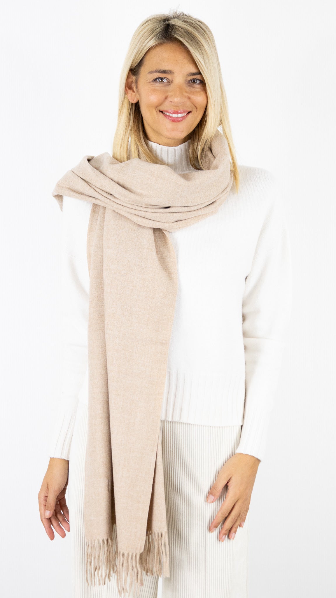 ECHARPE CACHEMIRE À FRANGES 900180 VOUS#color_BEIGE