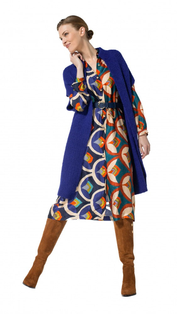 CARDIGAN LONG EN MAILLE 4244 CAROLINE BISS BLEU ELECTRIQUE