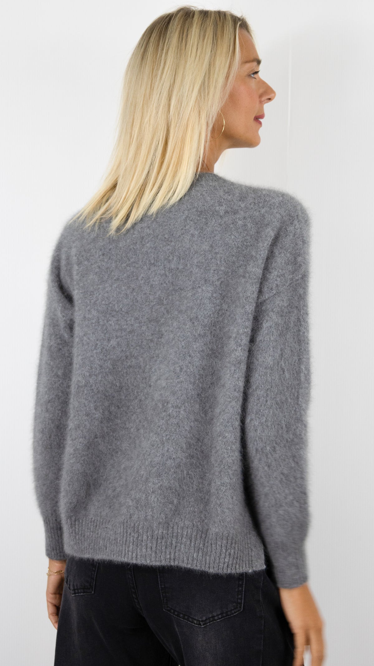 GILET V AMPLE EN RACOON POUR FEMME ESTHEME WES26A74R#COLOR_56202/HIBOU GRIS