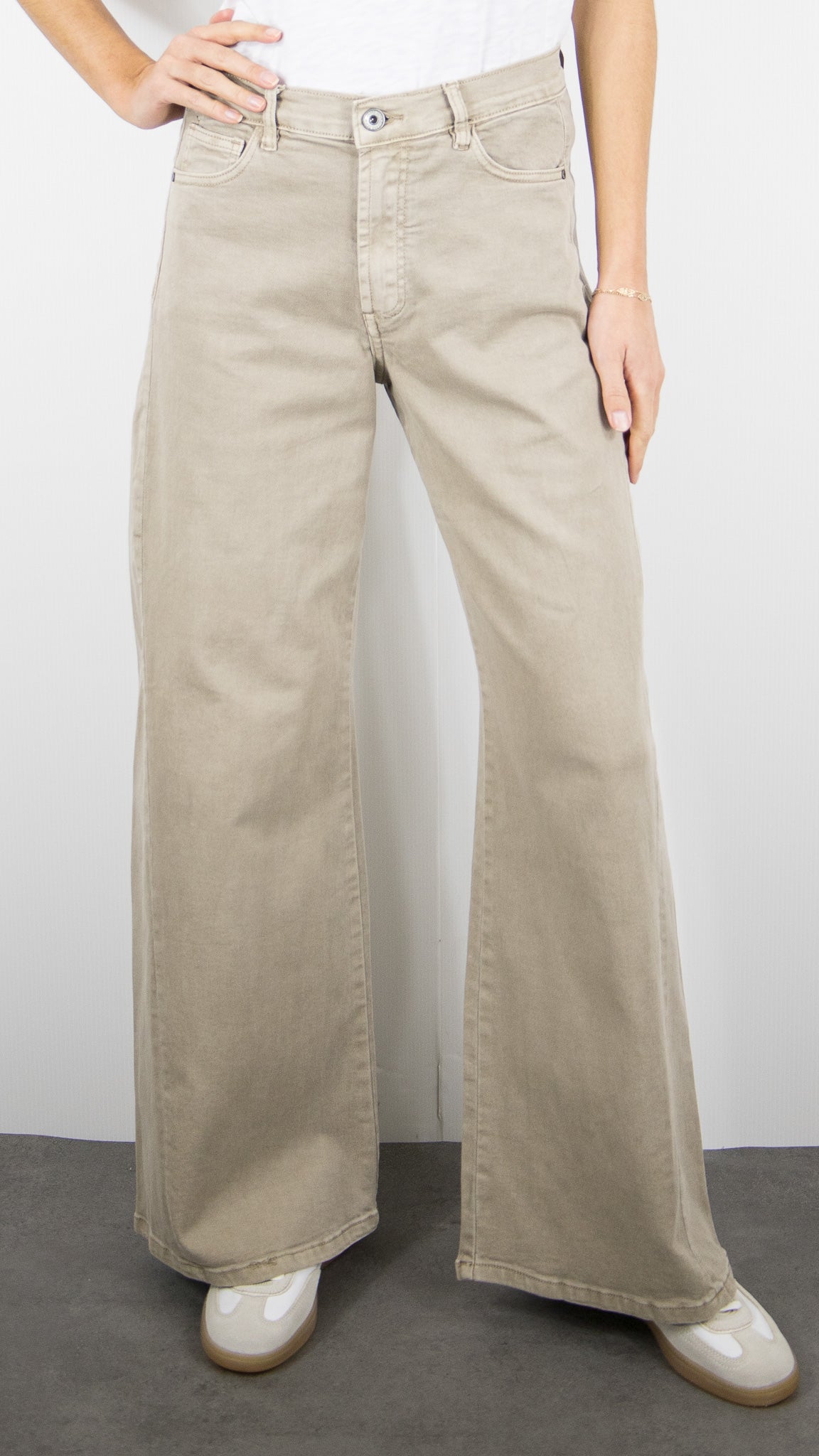 PANTALON GABARDINE LARGE BEIGE POUR FEMME STUDIO PARISIEN 9240