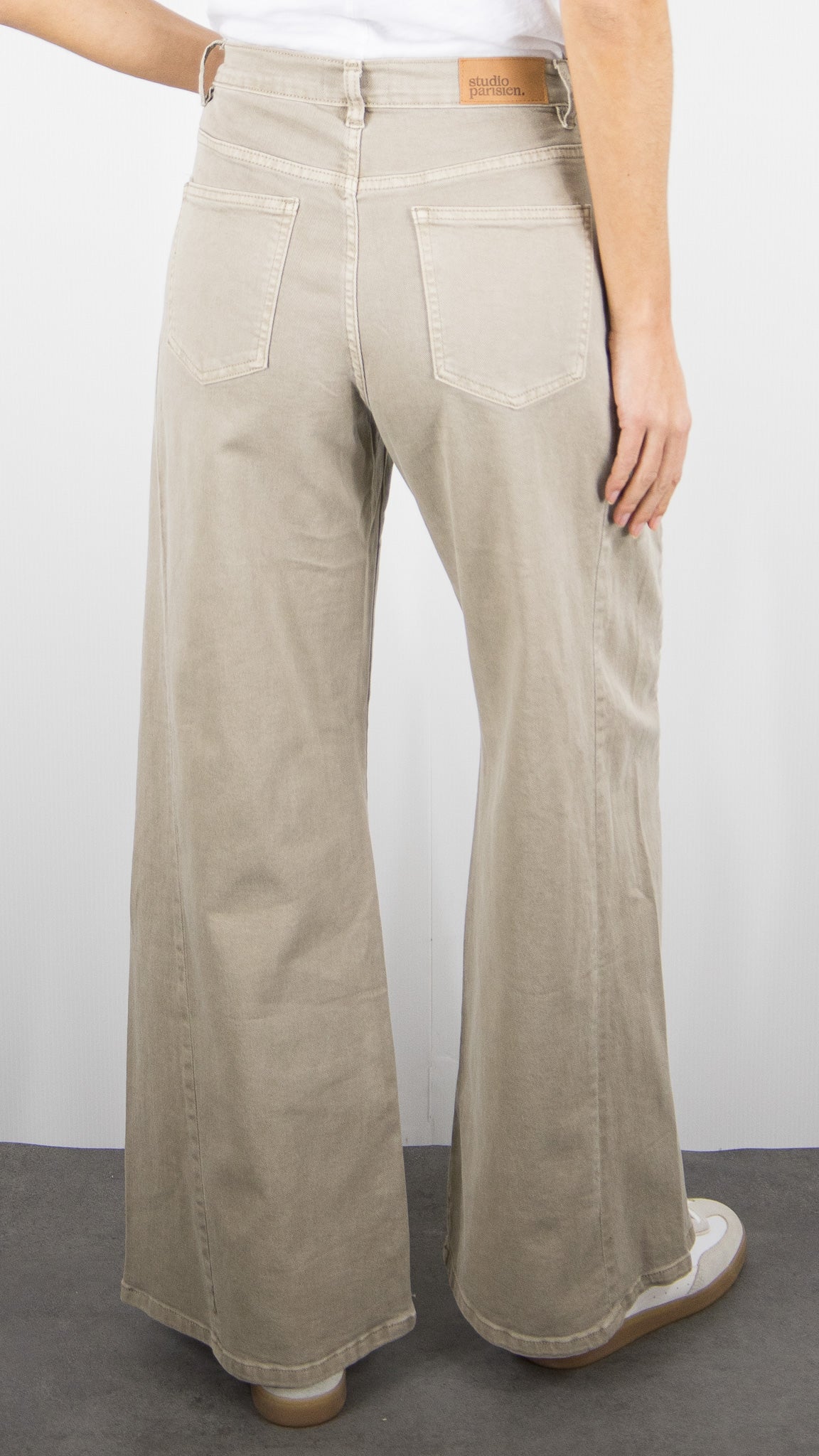 PANTALON GABARDINE LARGE BEIGE POUR FEMME STUDIO PARISIEN 9240