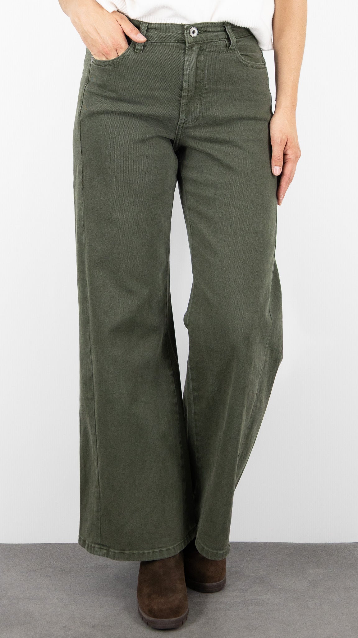 JEANS GABARDINE POUR FEMME STUDIO PARISIEN 9240#COLOR_KAKI