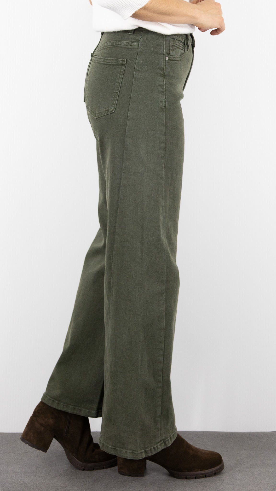 JEANS GABARDINE POUR FEMME STUDIO PARISIEN 9240#COLOR_KAKI