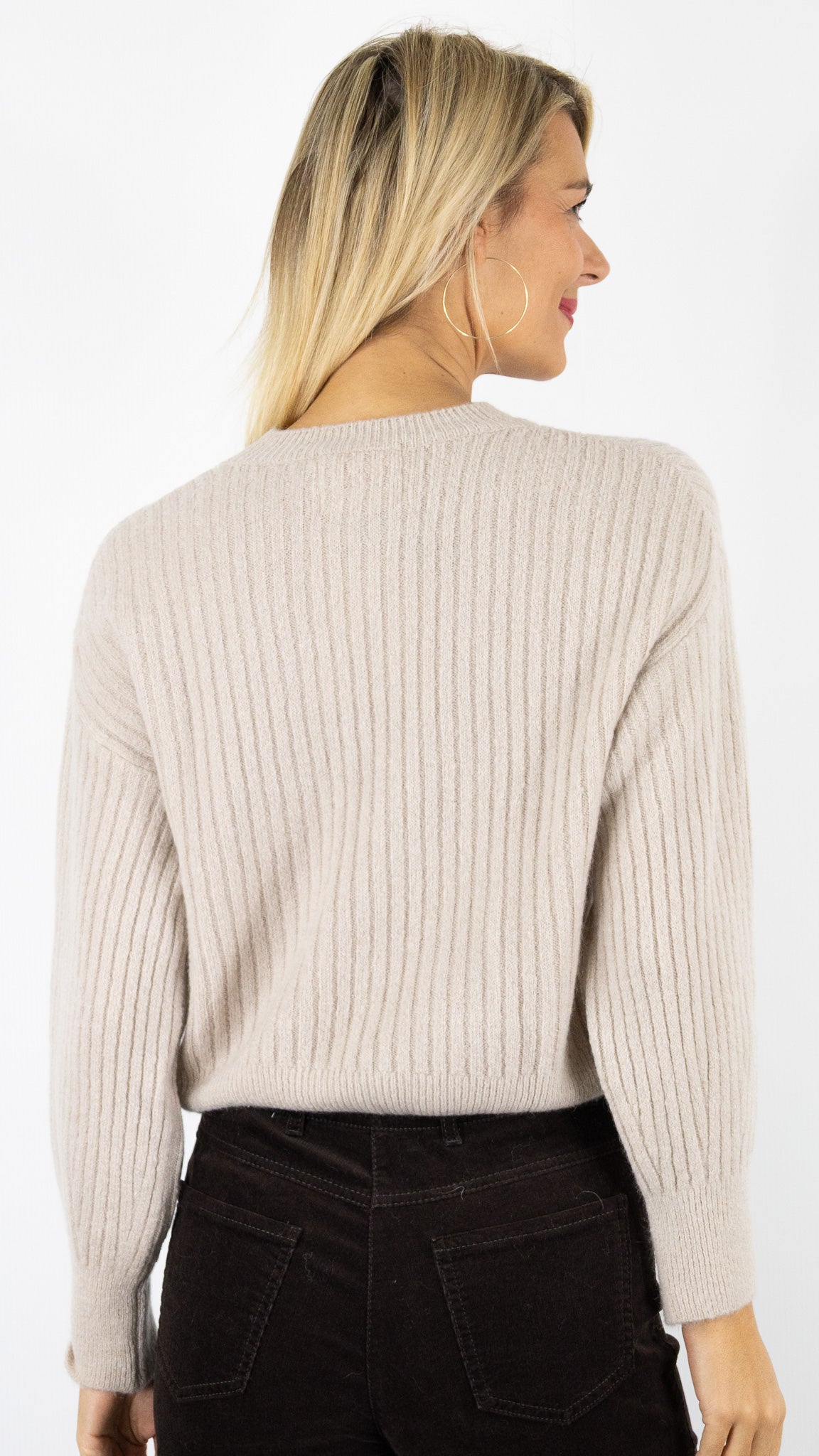 PULL COL V MANCHES COURTES COTELE FEMME STUDIO PARISIEN 9365#COLOR_BEIGE