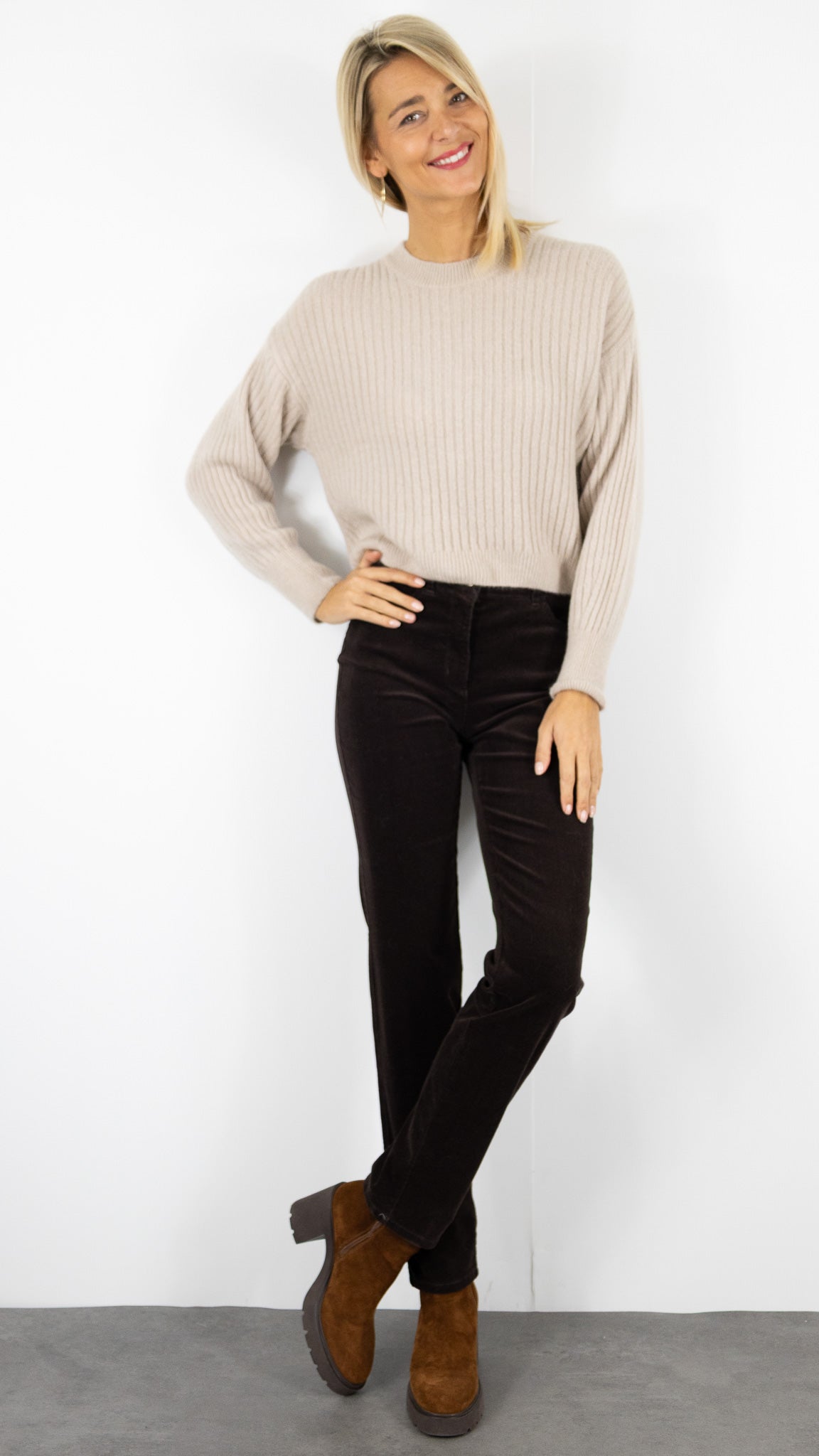 PULL COL V MANCHES COURTES COTELE FEMME STUDIO PARISIEN 9365#COLOR_BEIGE