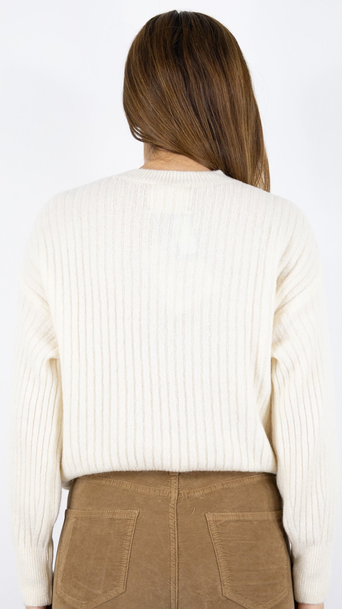 PULL COTELE COL ROND STUDIO PARISIEN 9407#COLOR_ECRU