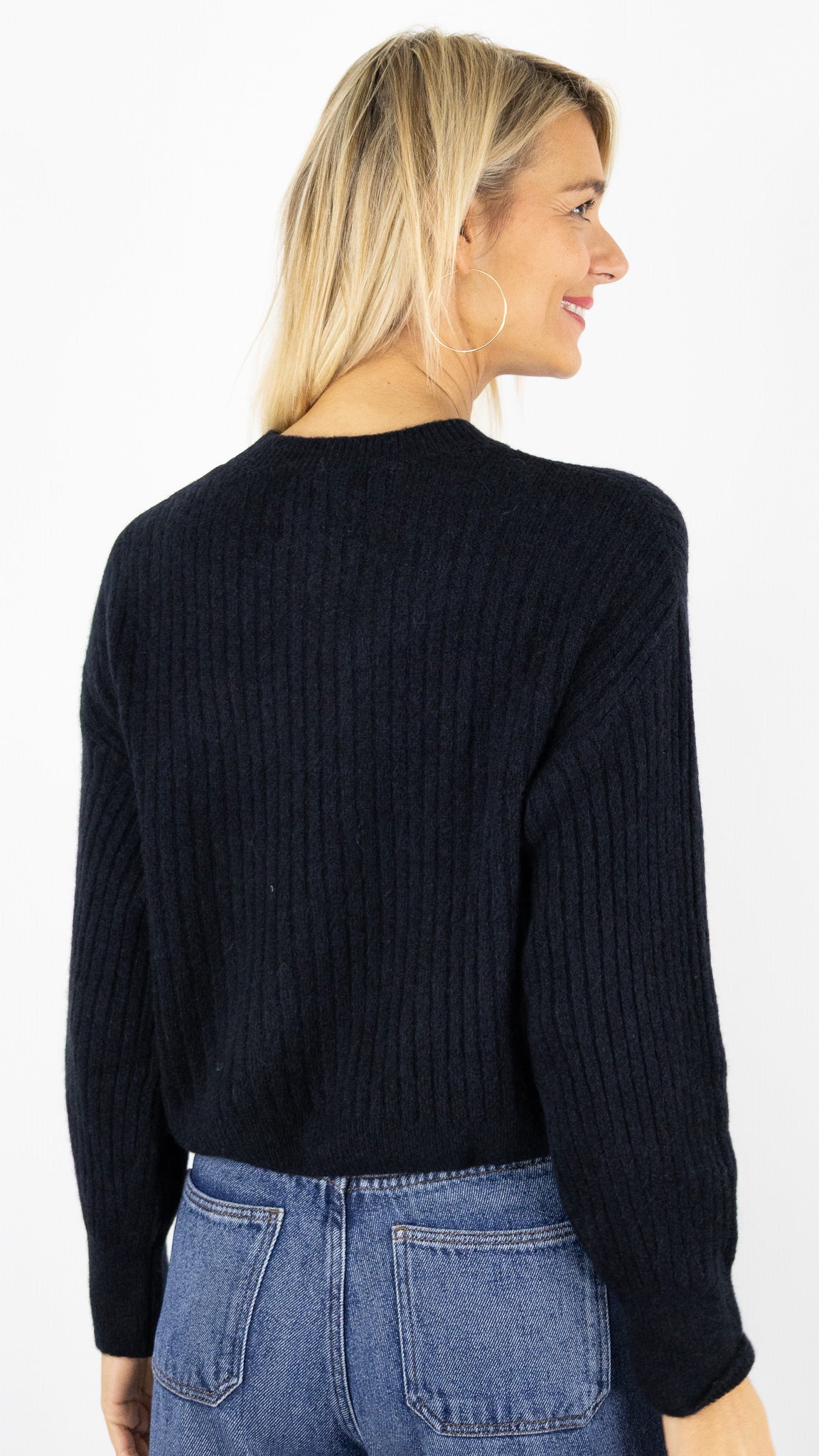 PULL COL V MANCHES COURTES COTELE FEMME STUDIO PARISIEN 9365#COLOR_NOIR