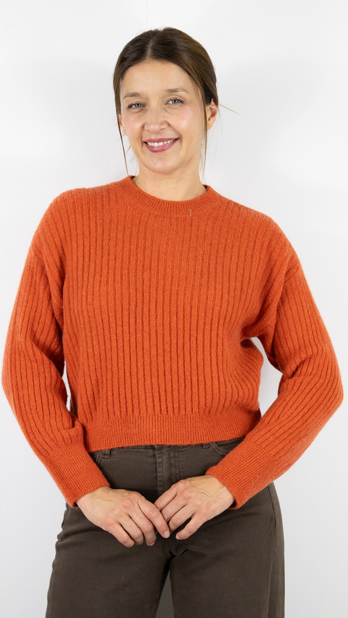 PULL COTELE COL ROND STUDIO PARISIEN 9407#COLOR_ROUILLE