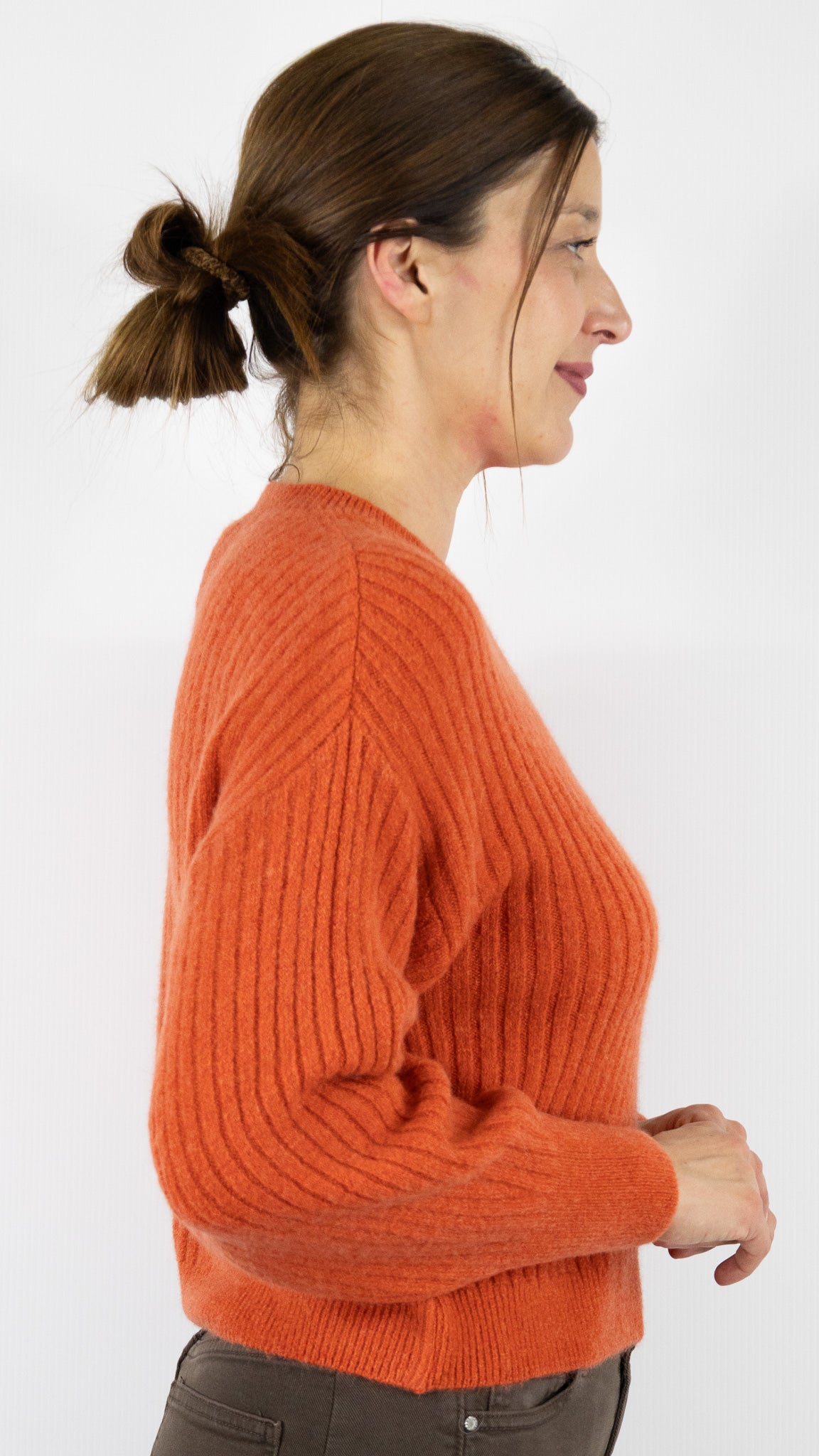 PULL COTELE COL ROND STUDIO PARISIEN 9407#COLOR_ROUILLE