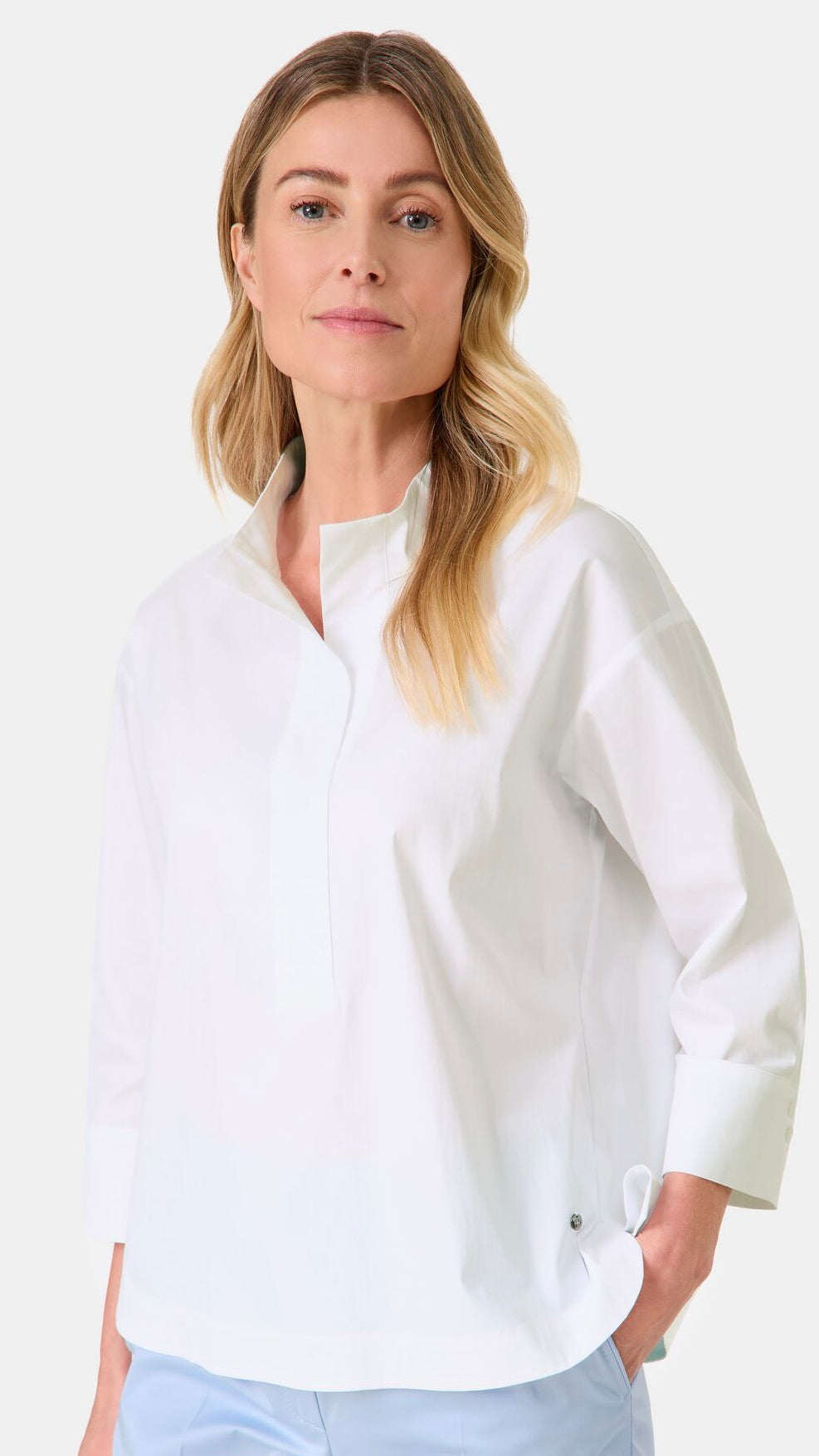 BLOUSE AMPLE EN COTON GERRY WEBER 965069/31447#COLOR_99600/BLANC