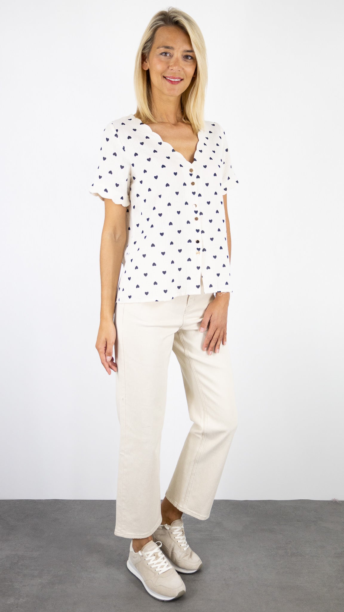 CHEMISE MANCHES COURTES EN GAZE DE COTON IMPRIME COEUR BY ONE 980