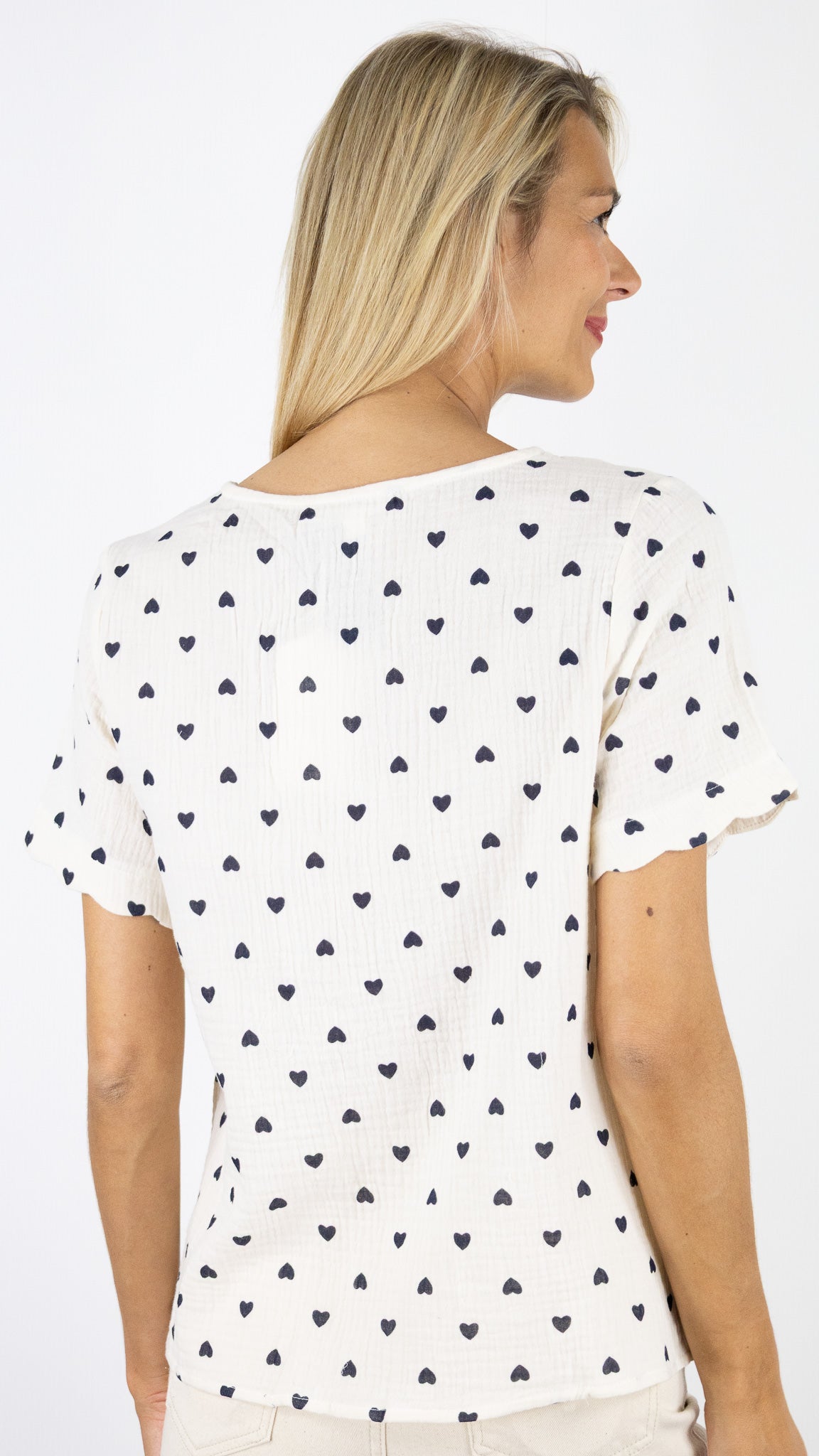 CHEMISE MANCHES COURTES EN GAZE DE COTON IMPRIME COEUR BY ONE 980