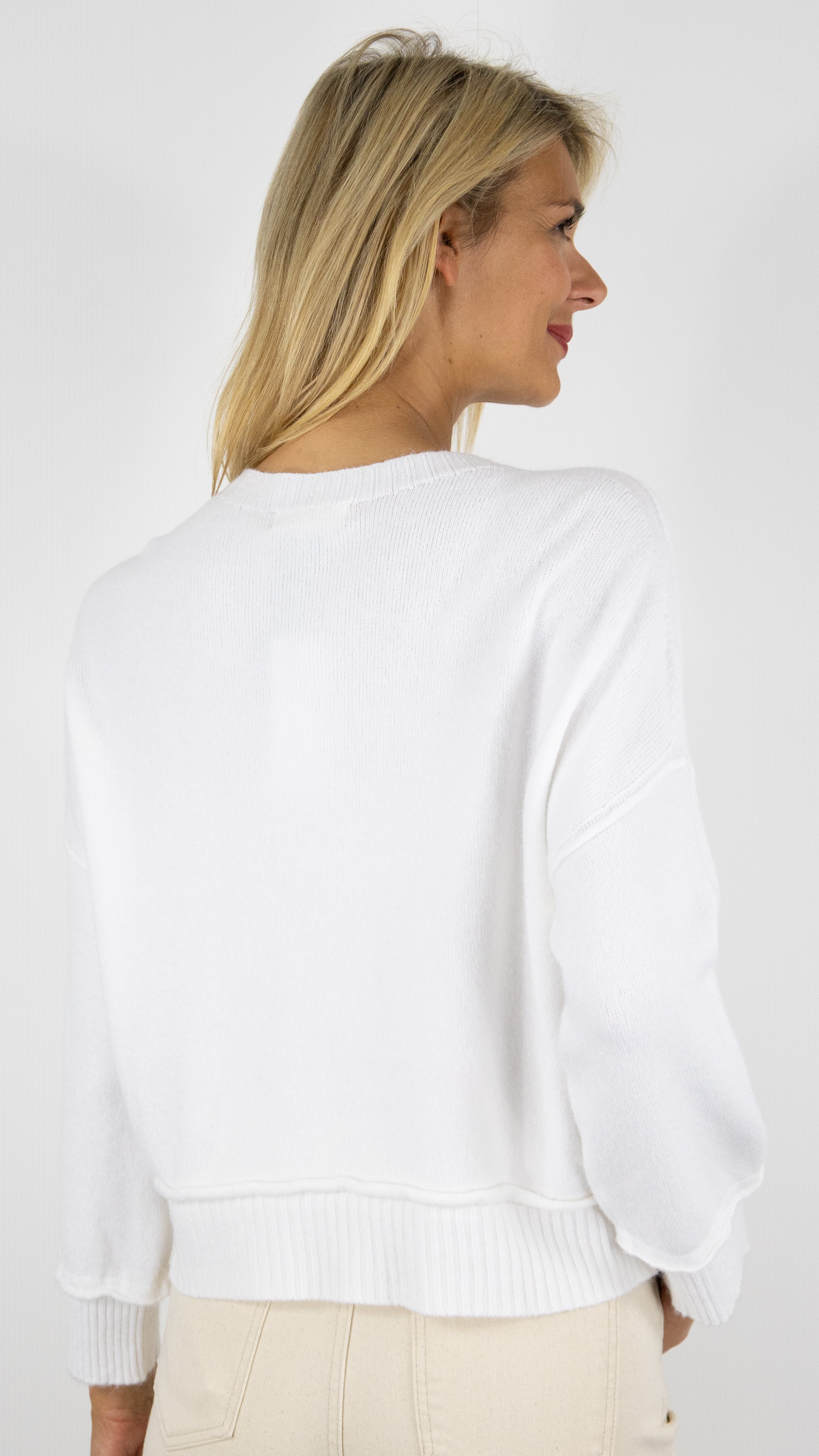 PULL COURT COL ROND FEMME ALEXANDRE LAURENT A8978#COLOR_BLANC