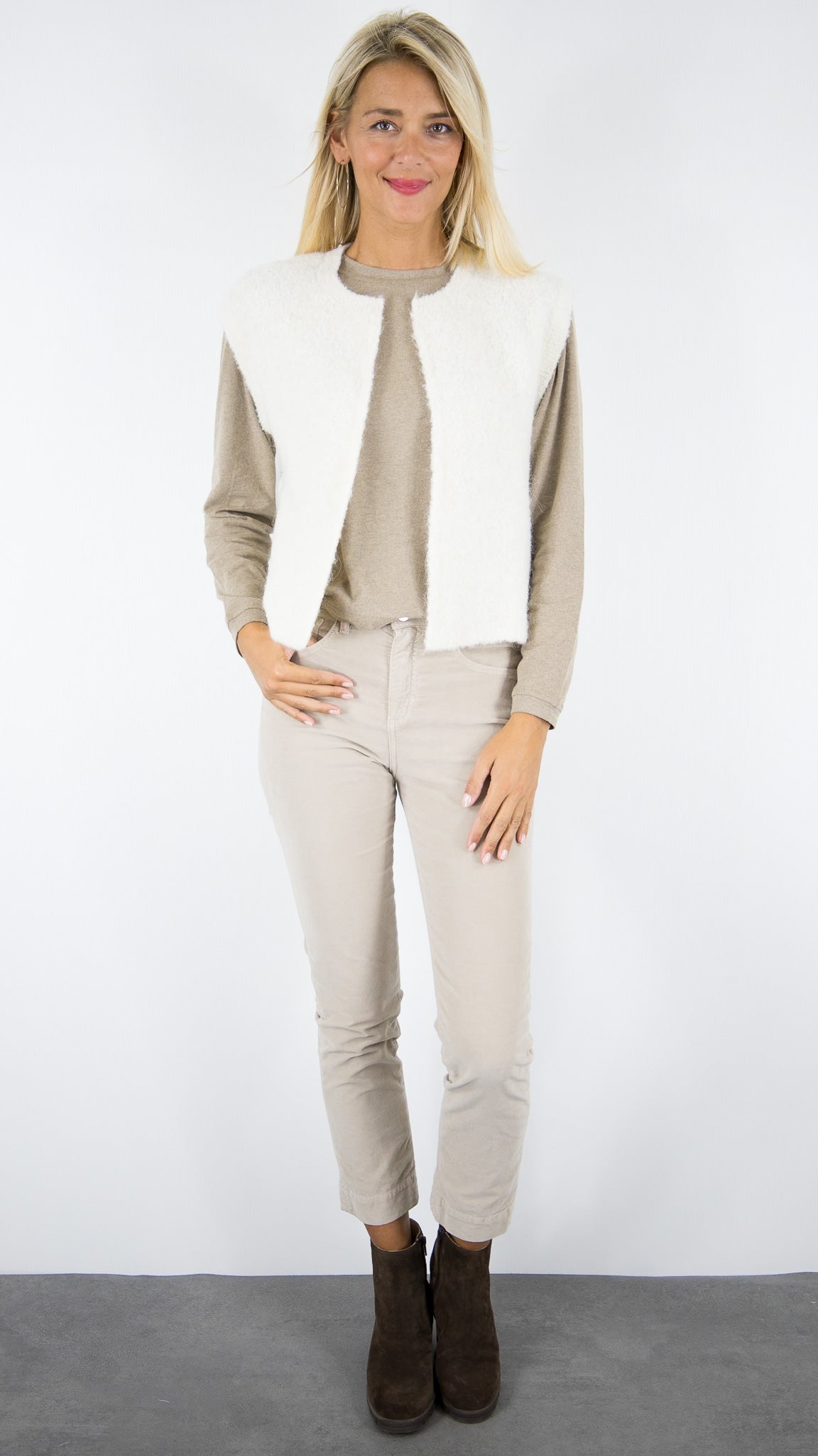 GILET SANS MANCHES BOUCLETTE DES PETITS HAUTS ACHILLE#COLOR_CREME/ECRU