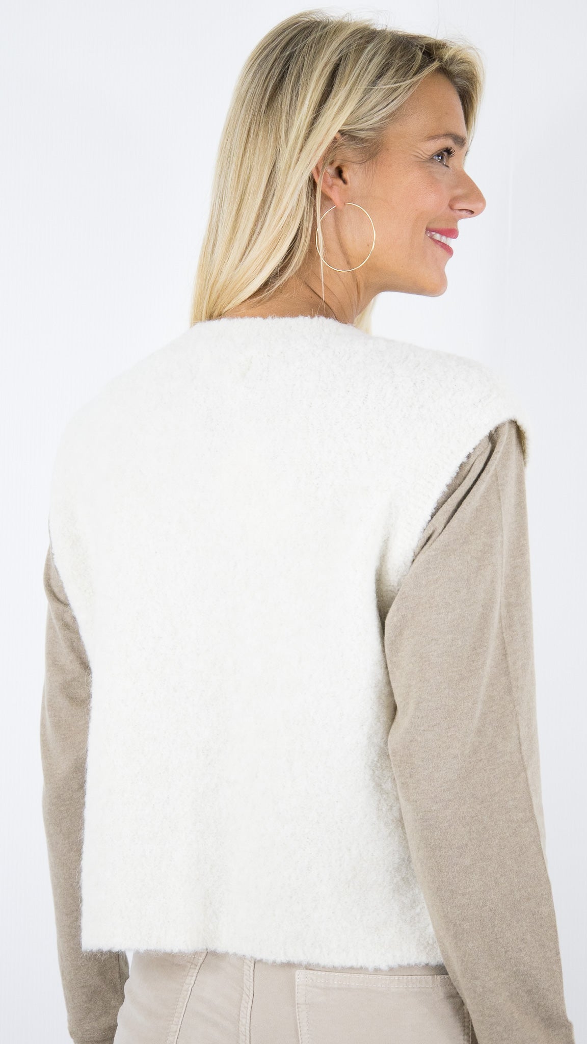 GILET SANS MANCHES BOUCLETTE DES PETITS HAUTS ACHILLE#COLOR_CREME/ECRU