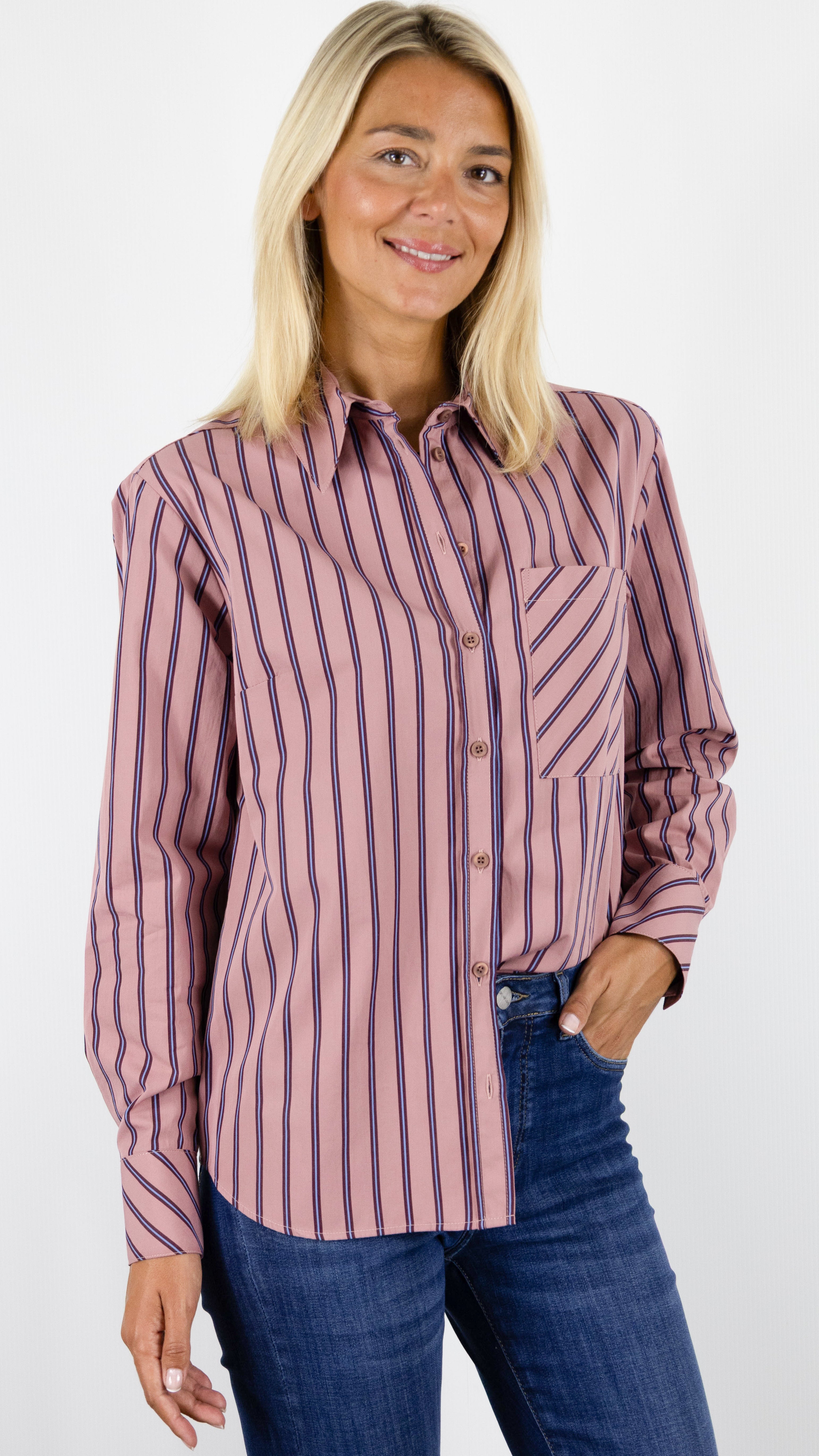 CHEMISE RAYEE DROITE EN COTON TONI 23-45 1440-12 CLYDE#COLOR_410/ROSE