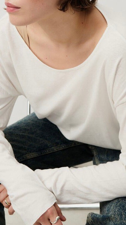 TEE-SHIRT AMPLE EN COTON AMERICAN VINTAGE AKSUN#COLOR_BLANC