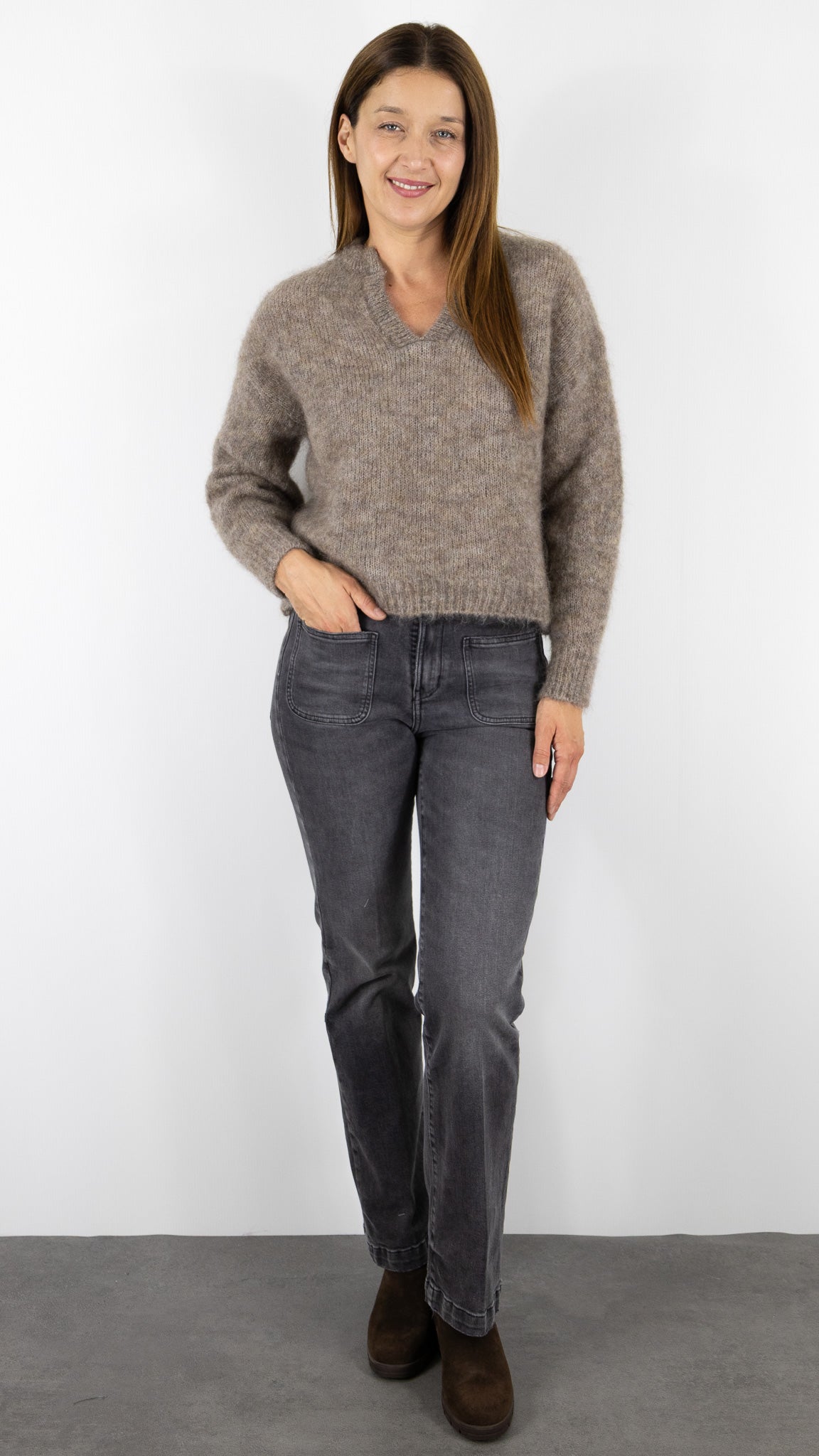 PULL COL TUNISIEN EN KID MOHAIR POUR FEMME DES PETITS HAUTS ALABAMA#COLOR_LOUP/TAUPE
