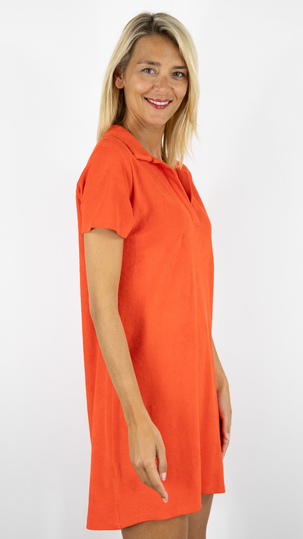 ROBE POLO EN EPONGE ANONYM ALBANE#COLOR_BOHO/ORANGE