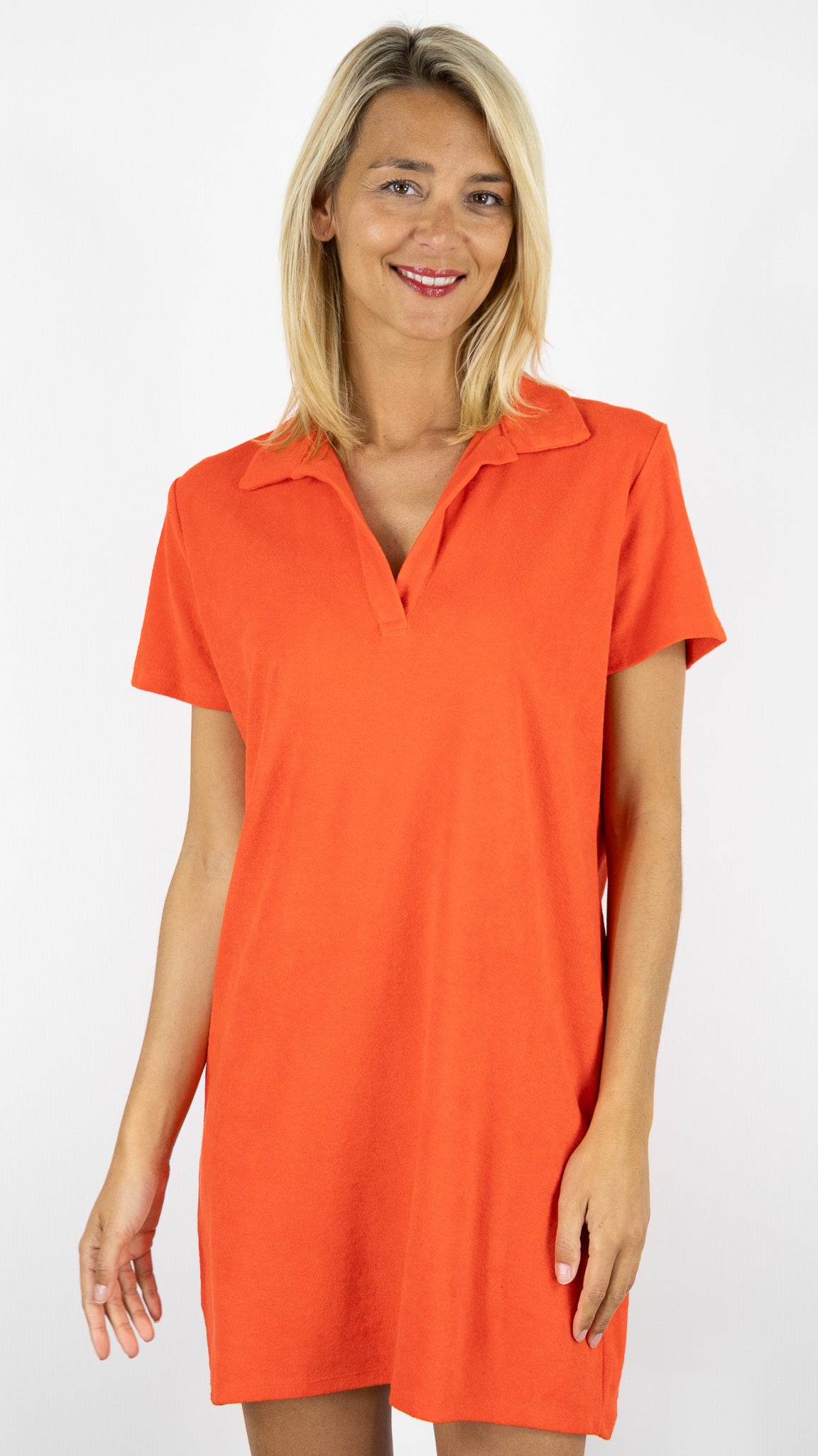 ROBE POLO EN EPONGE ANONYM ALBANE#COLOR_BOHO/ORANGE
