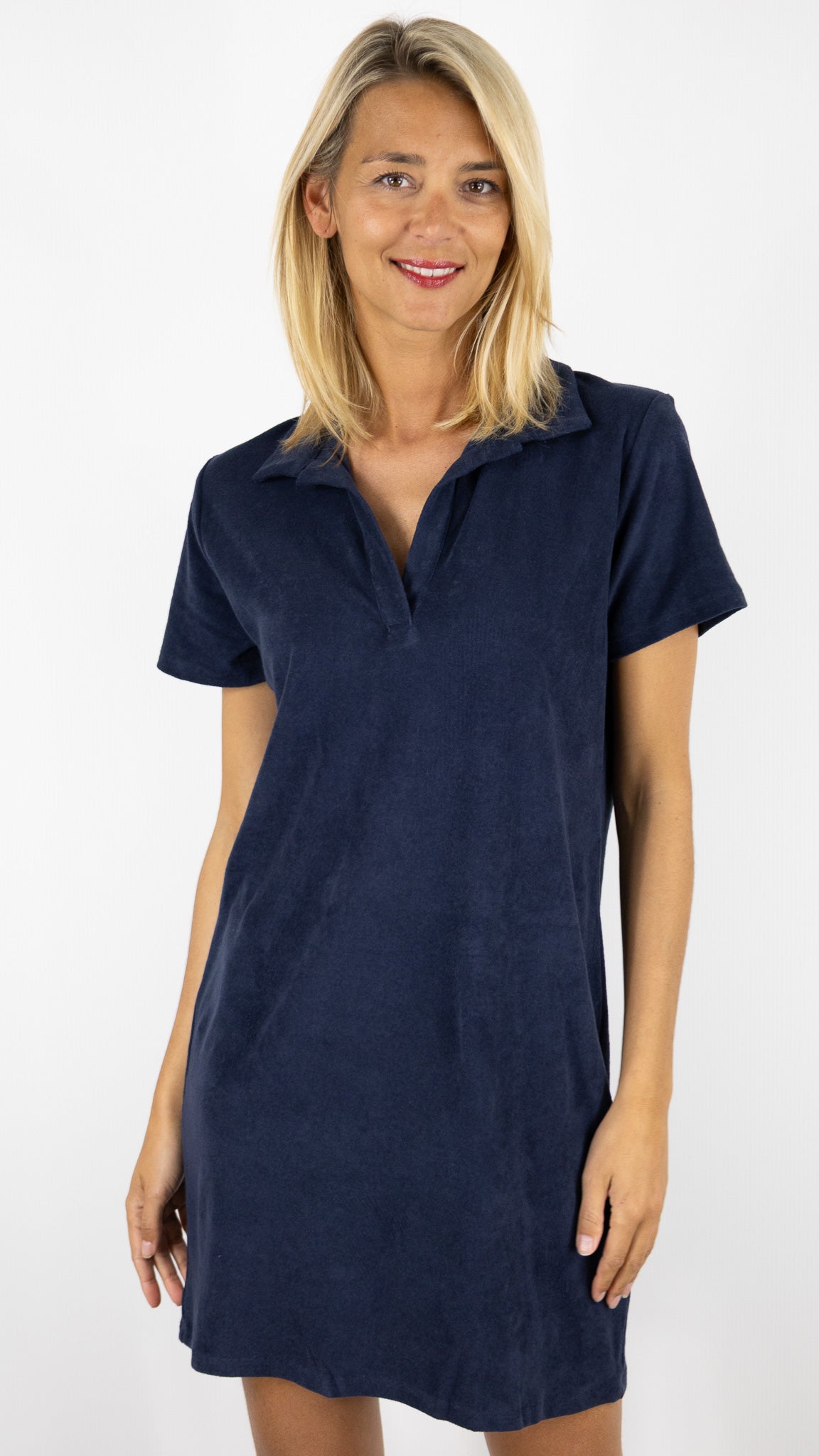 ROBE POLO EN EPONGE ANONYM ALBANE#COLOR_MARINE