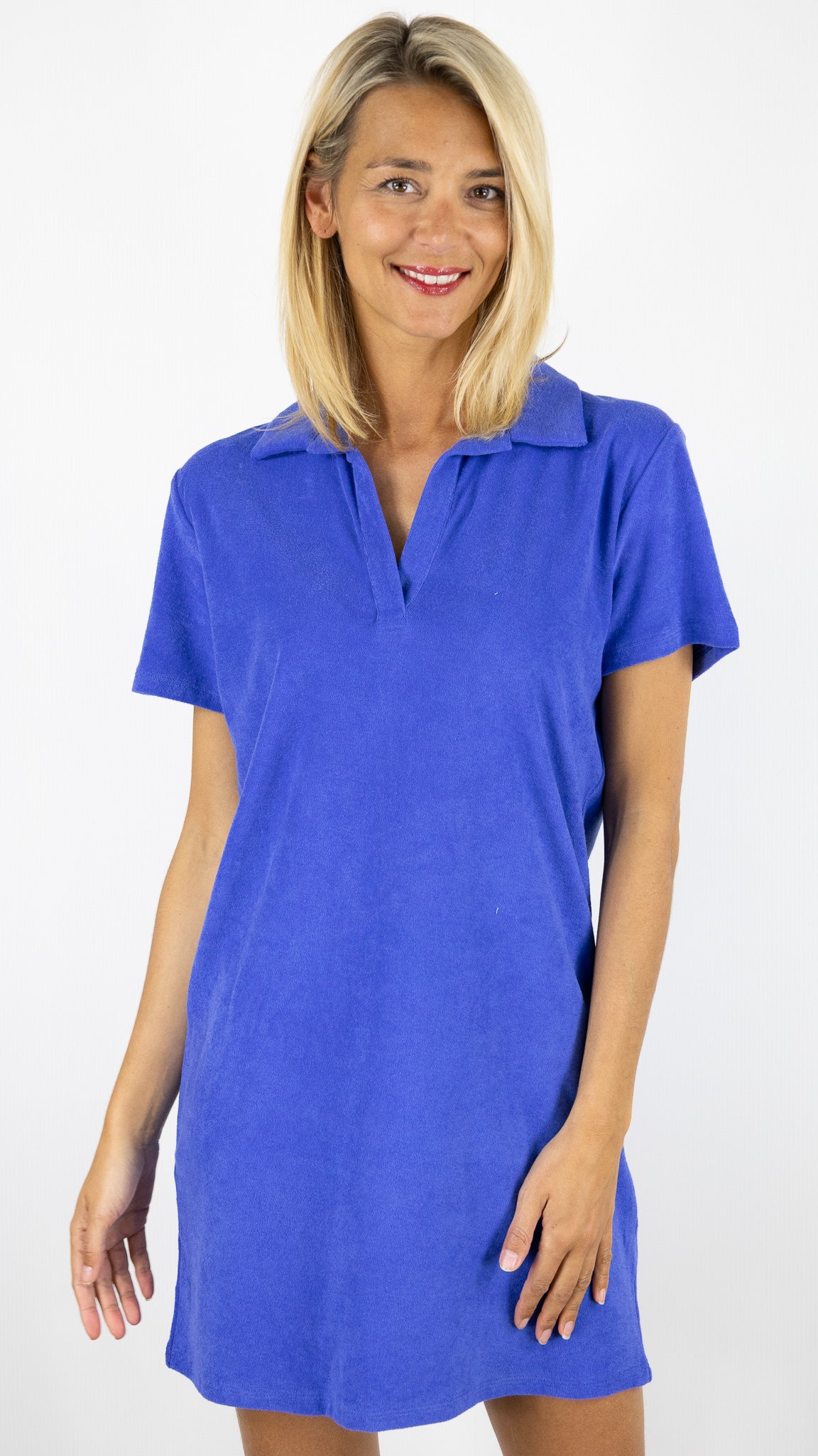 ROBE POLO EN EPONGE ANONYM ALBANE#COLOR_OUTREMER/BLEU
