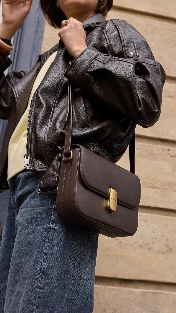SAC A BANDOULIERE EN CUIR EBENE MARRON NAT & NIN ALICE MEDIUM
