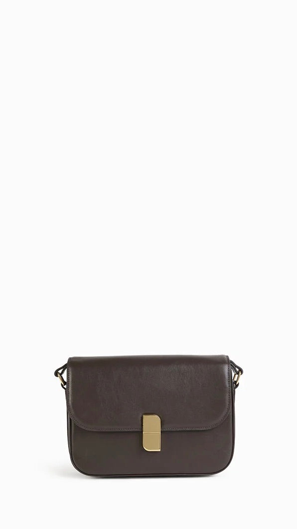 SAC A BANDOULIERE EN CUIR EBENE MARRON NAT & NIN ALICE MEDIUM