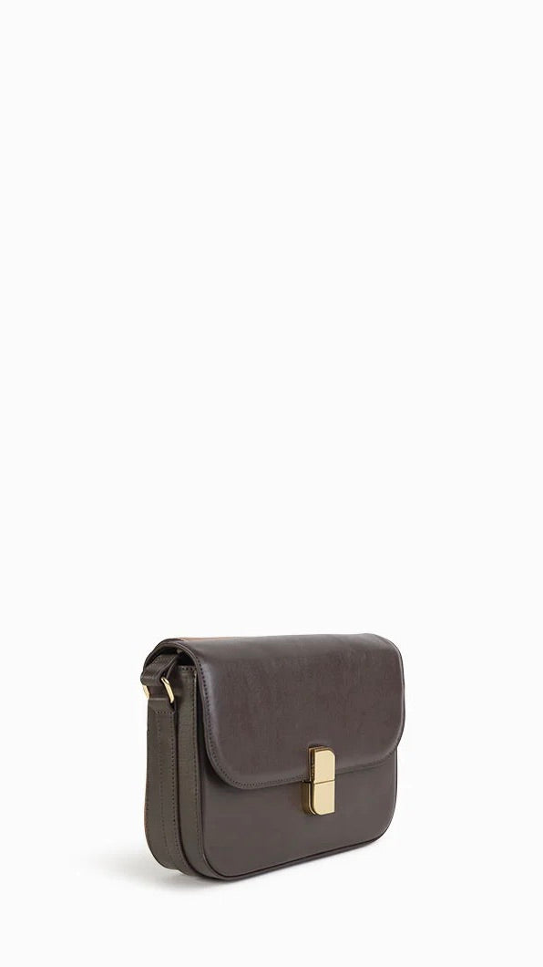 SAC A BANDOULIERE EN CUIR EBENE MARRON NAT & NIN ALICE MEDIUM