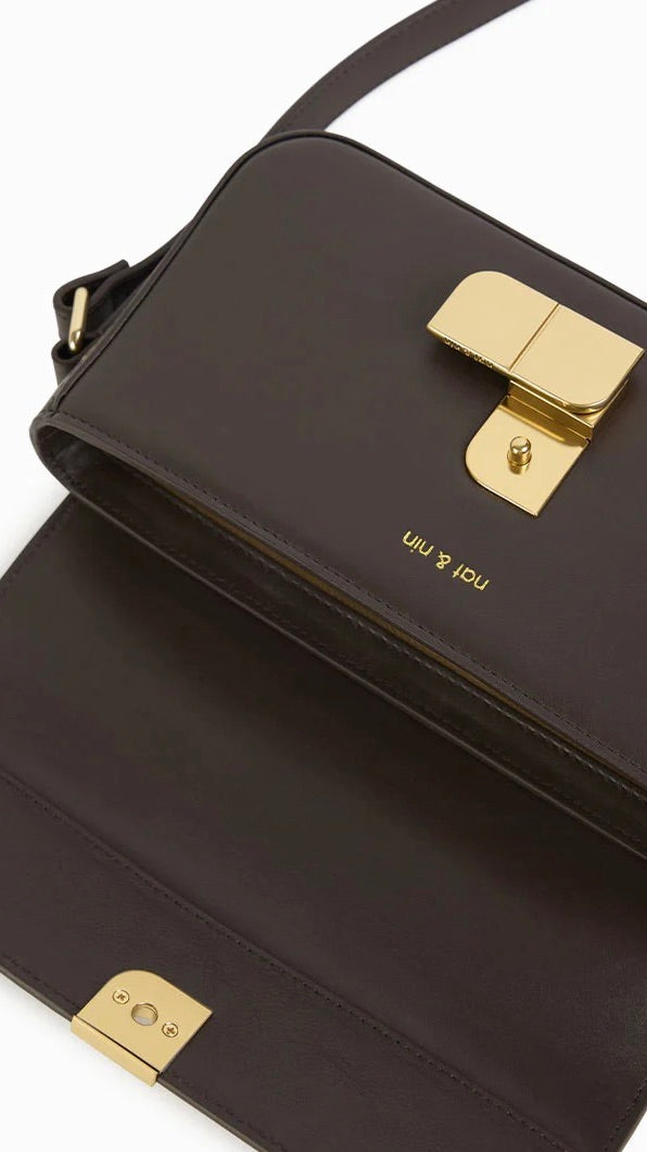 PETIT SAC A BANDOULIERE EN CUIR NAT & NIN ALICE SMALL MARRON EBENE