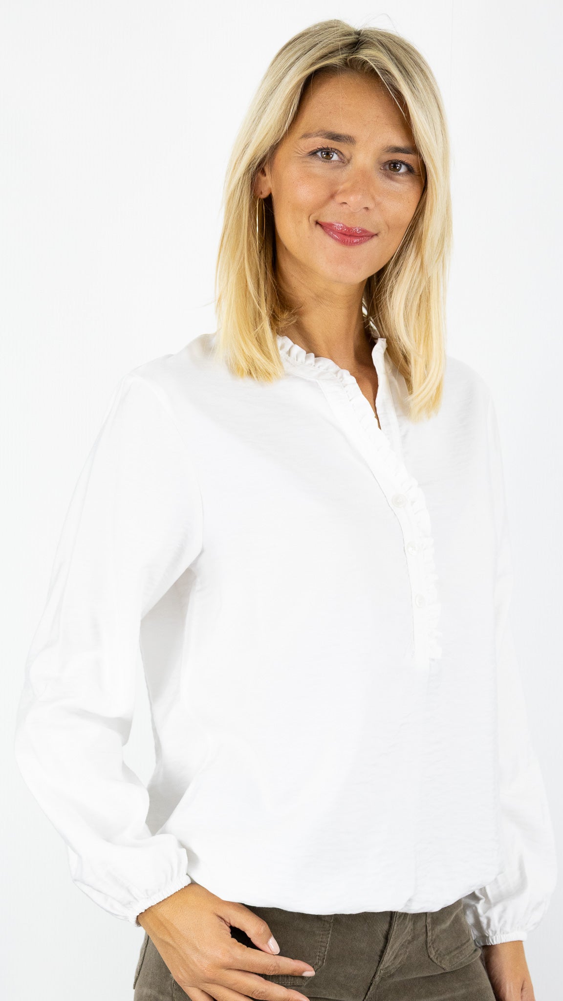 BLOUSE VOLANTEE CREME FEMME BIANCA ALIN 65025