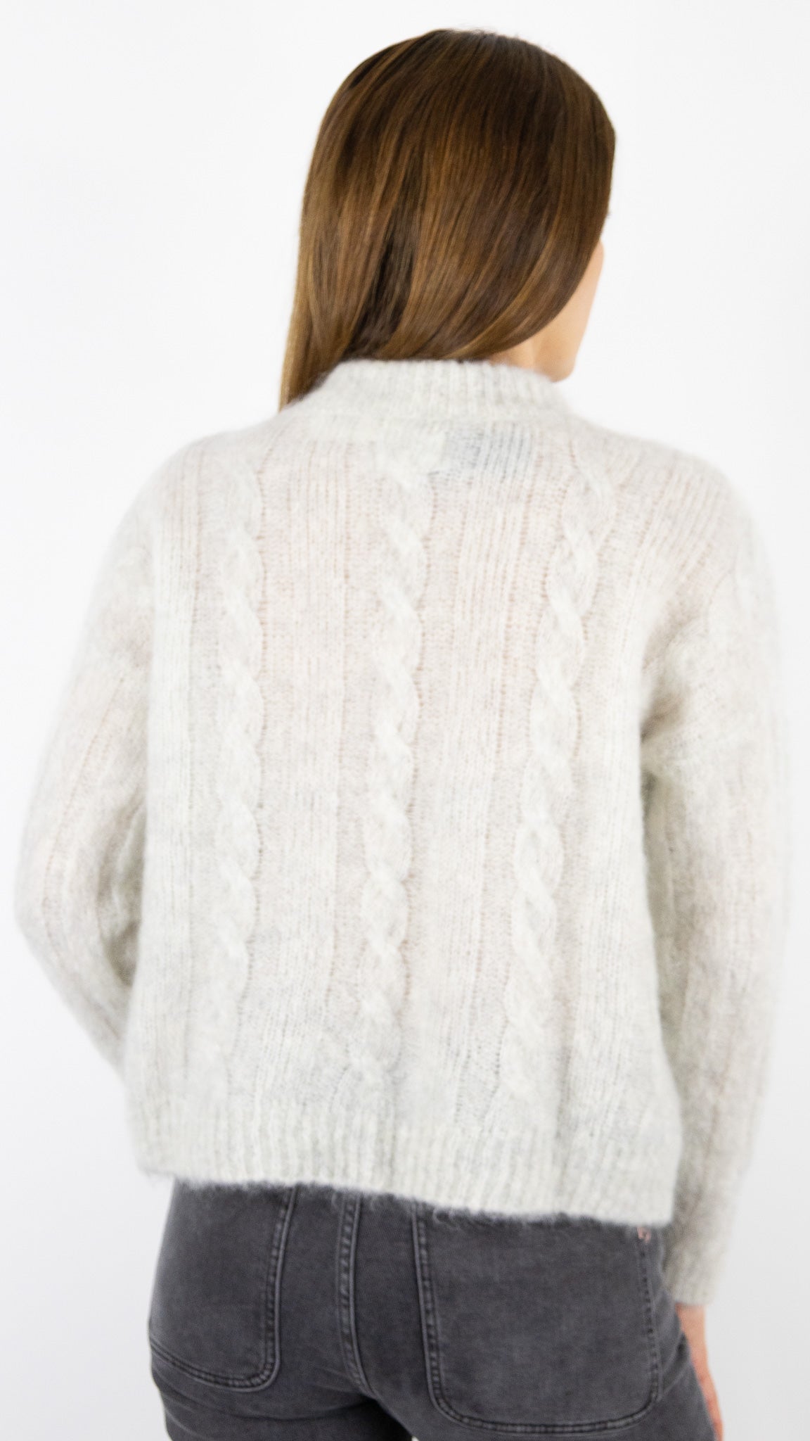 PULL TORSADE EN KID MOHAIR GRIS CLAIR CHINE DES PETITS HAUTS ALONZO