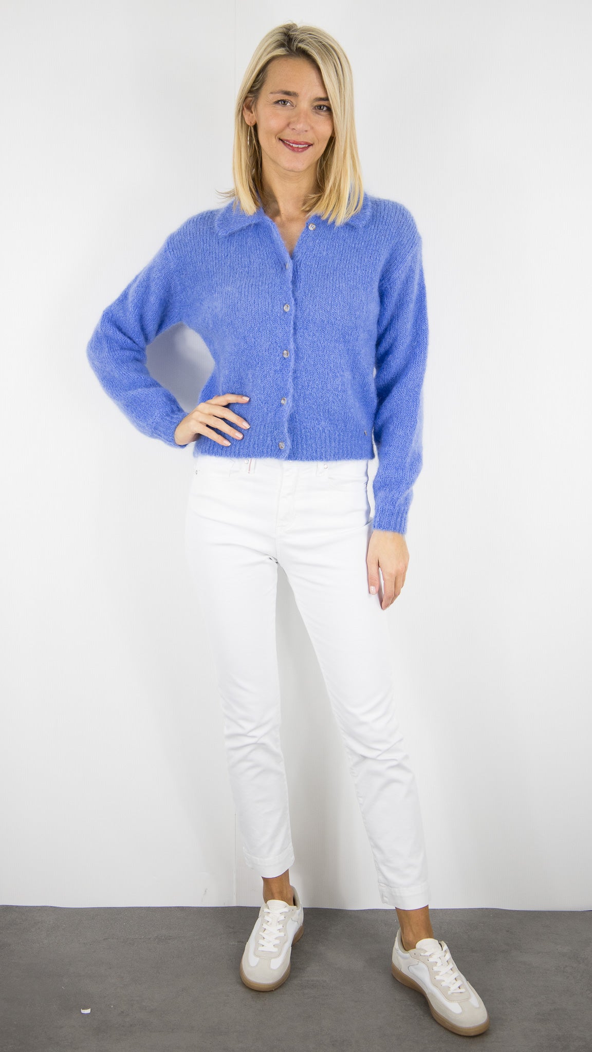 CARDIGAN EN KID MOHAIR POUR FEMME DES PETITS HAUTS ALPOLO#COLOR_CIEL/OUTREMER